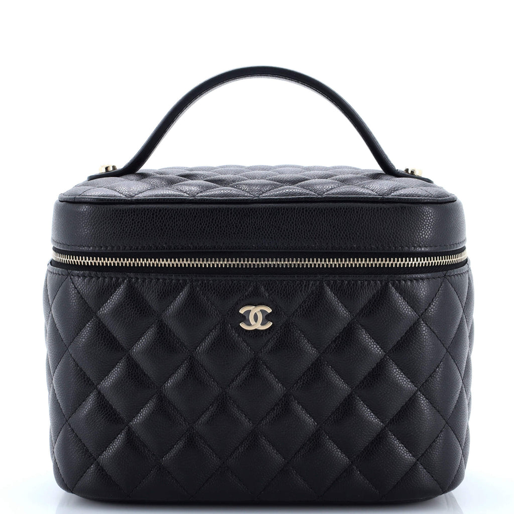 Classic Vanity Case Quilted Caviar Medium