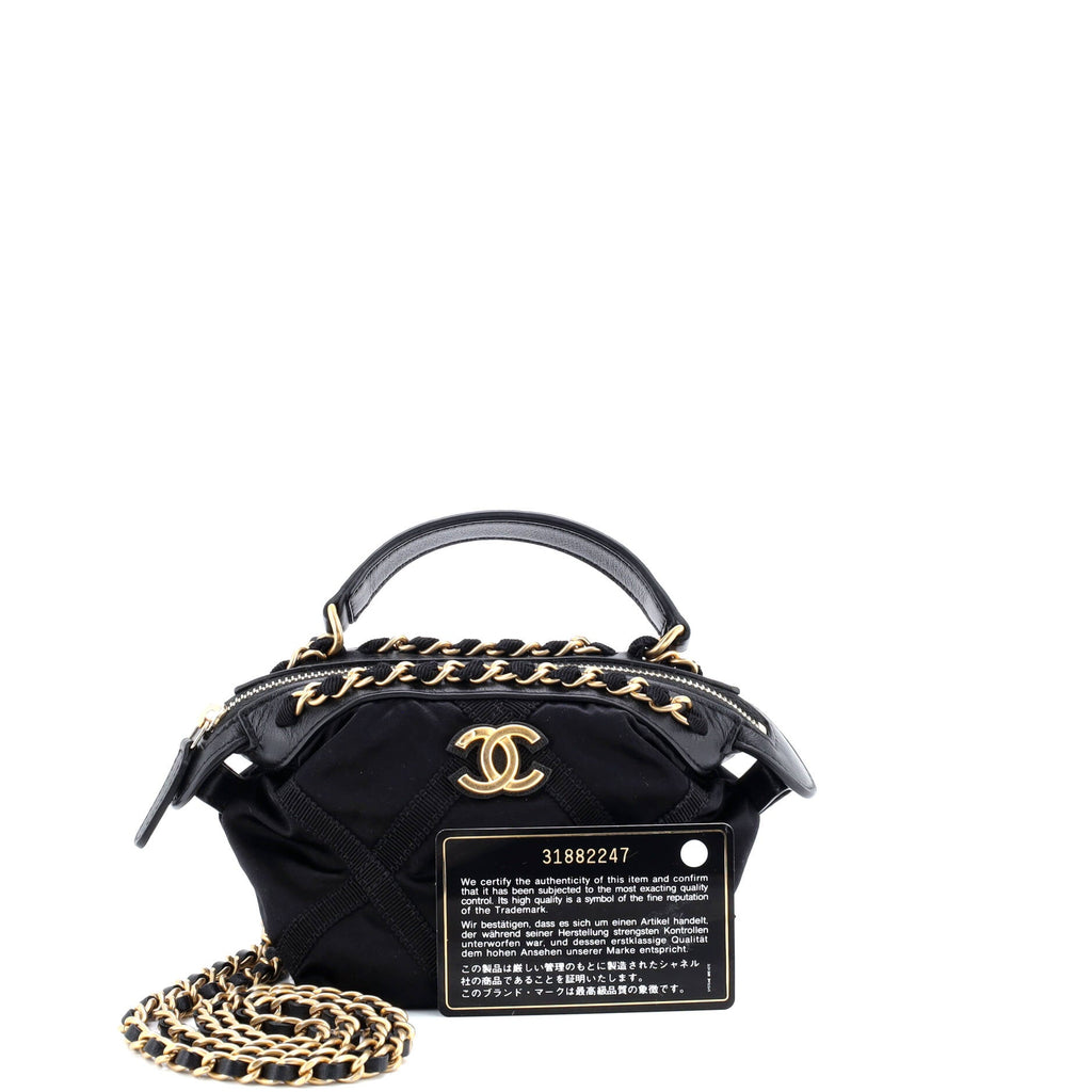 Top Handle Clutch with Chain Nylon with Grosgrain Mini