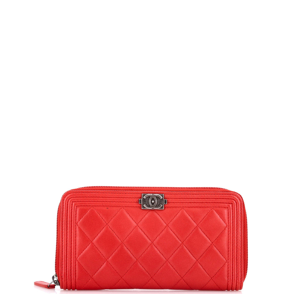 Boy Zip Around Wallet Quilted Lambskin Long