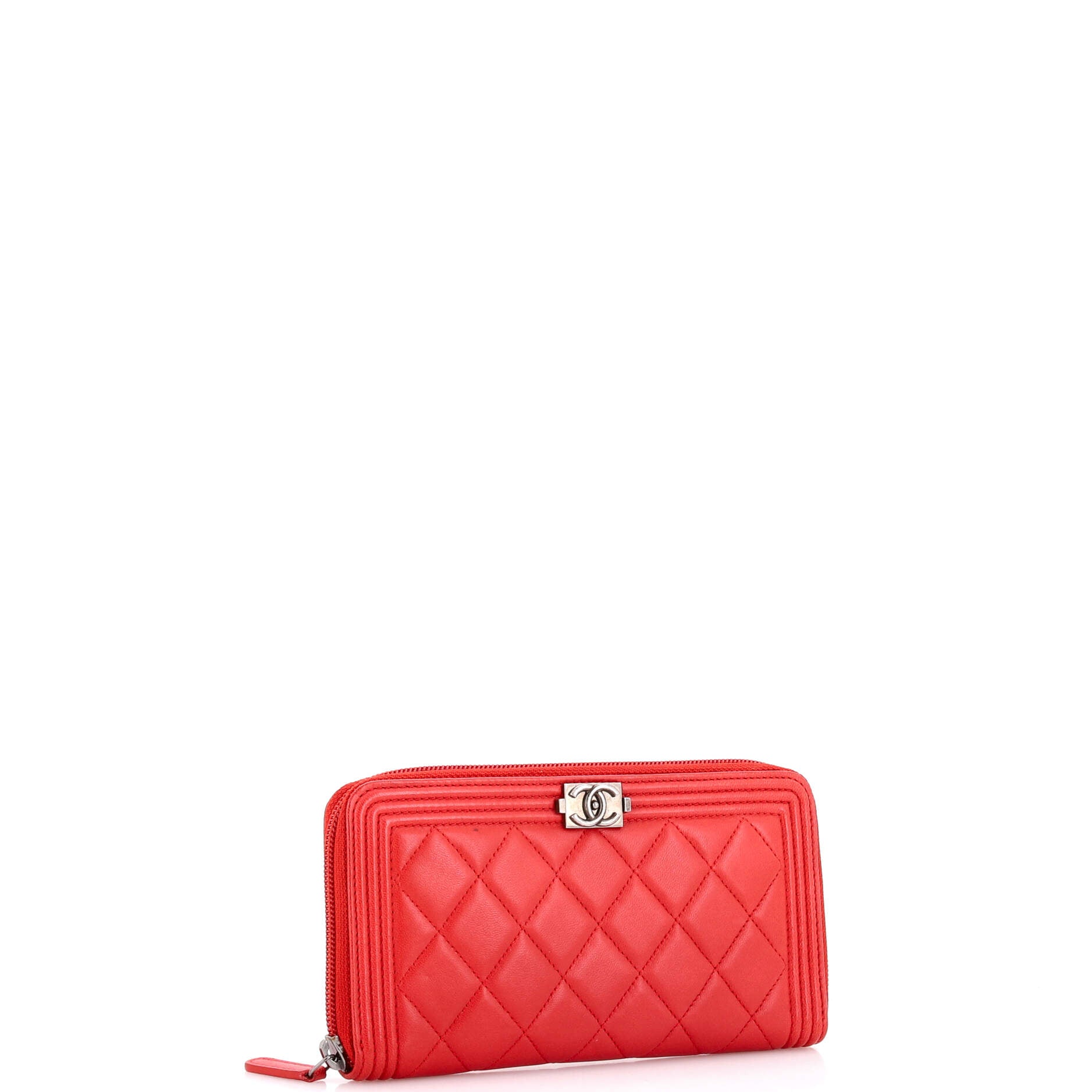 Boy Zip Around Wallet Quilted Lambskin Long