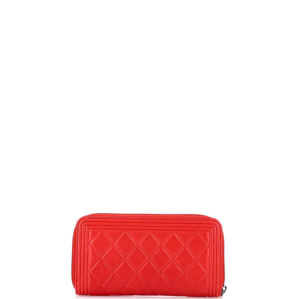 Boy Zip Around Wallet Quilted Lambskin Long