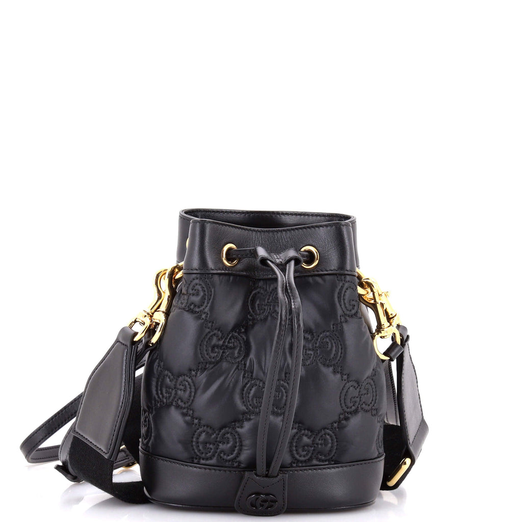 GG Convertible Bucket Bag GG Embossed Matelasse Nylon with Leather Small