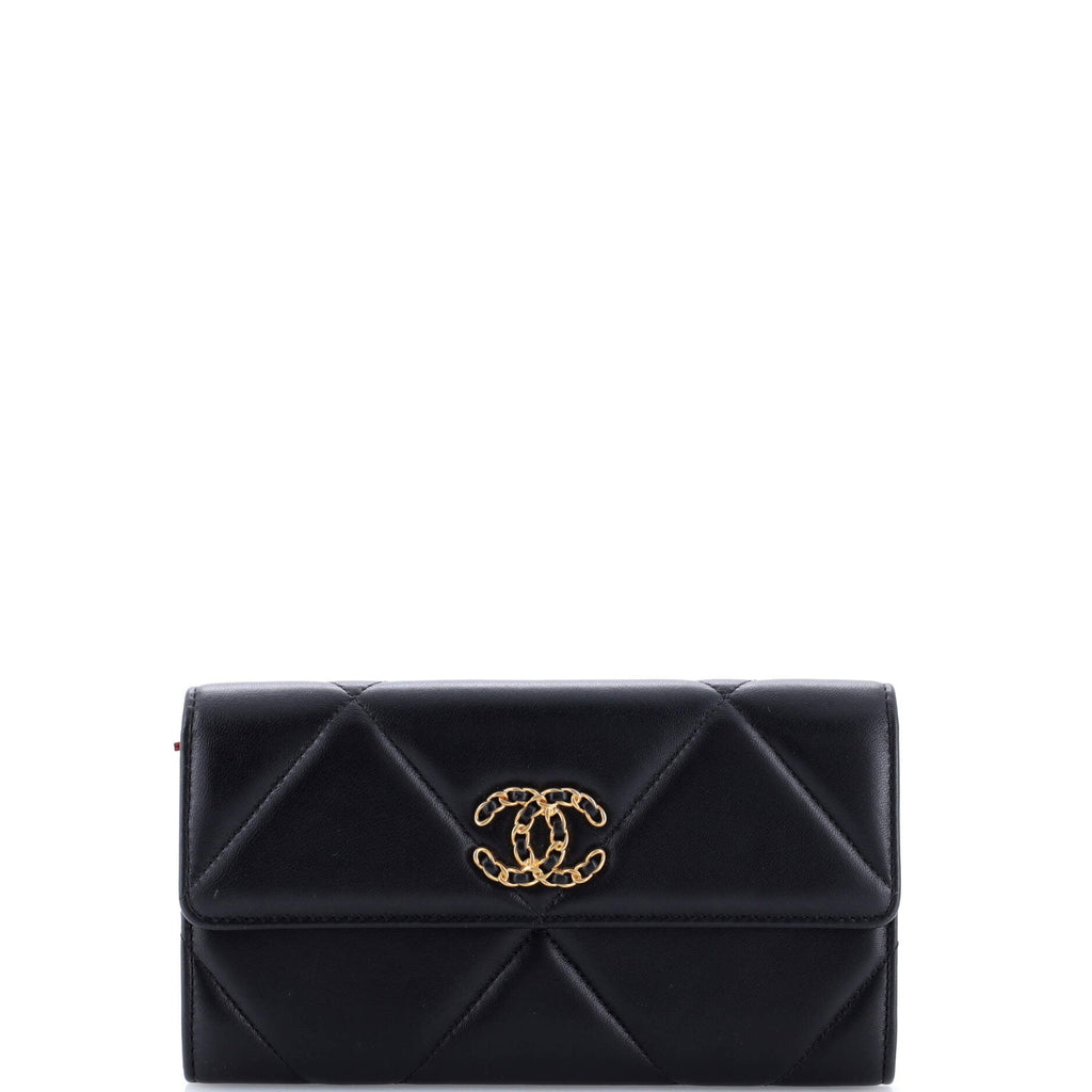 19 Flap Wallet Quilted Lambskin Long