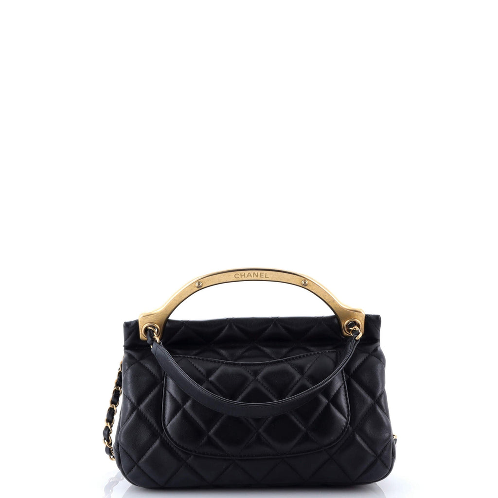 Lady Handle Flap Bag Quilted Calfskin Small