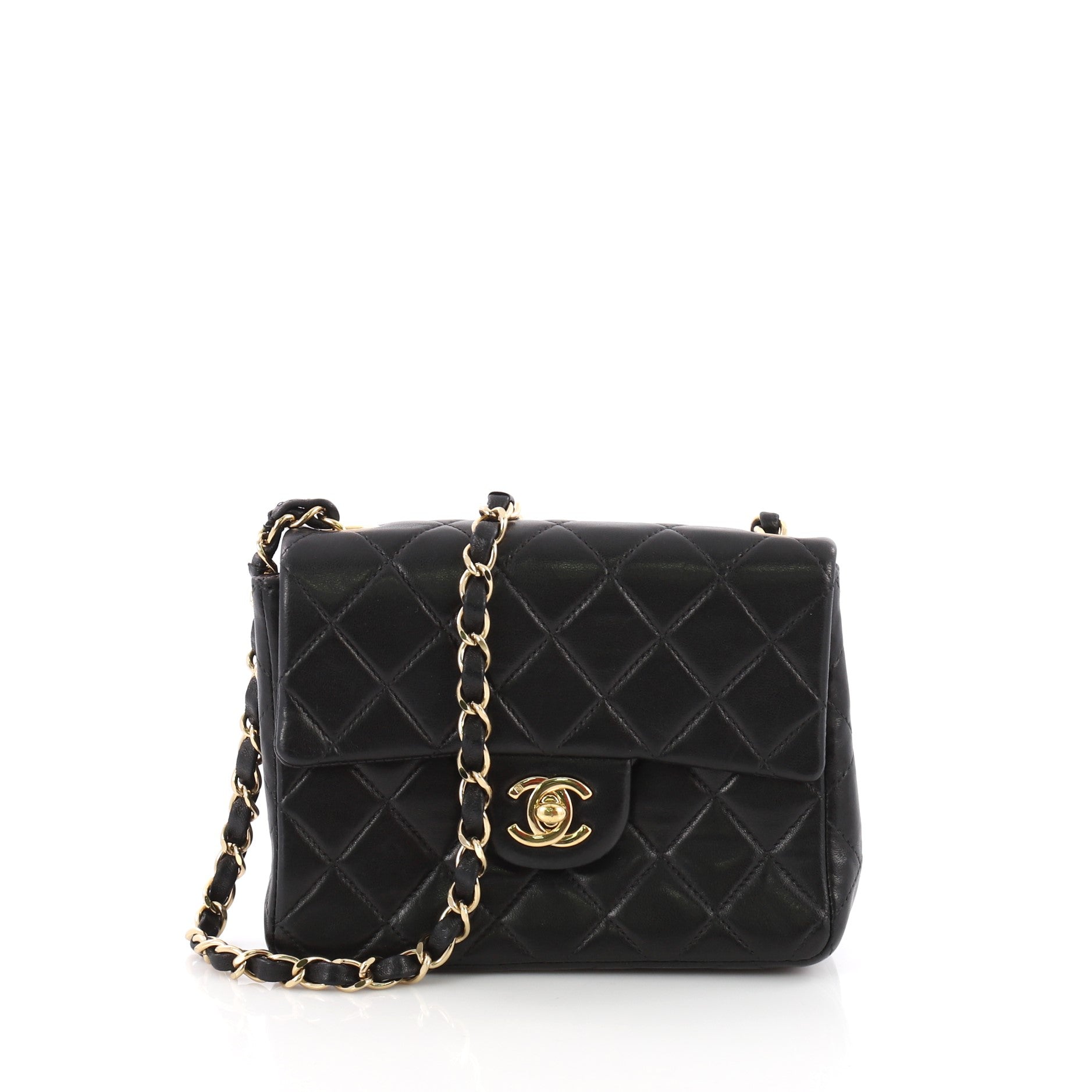 Vintage Square Classic Single Flap Bag Quilted Lambskin Mini