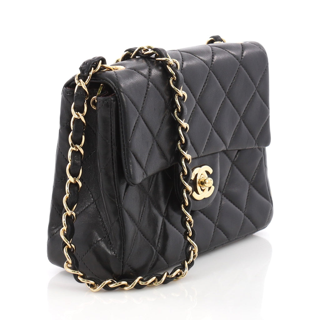Vintage Square Classic Single Flap Bag Quilted Lambskin Mini