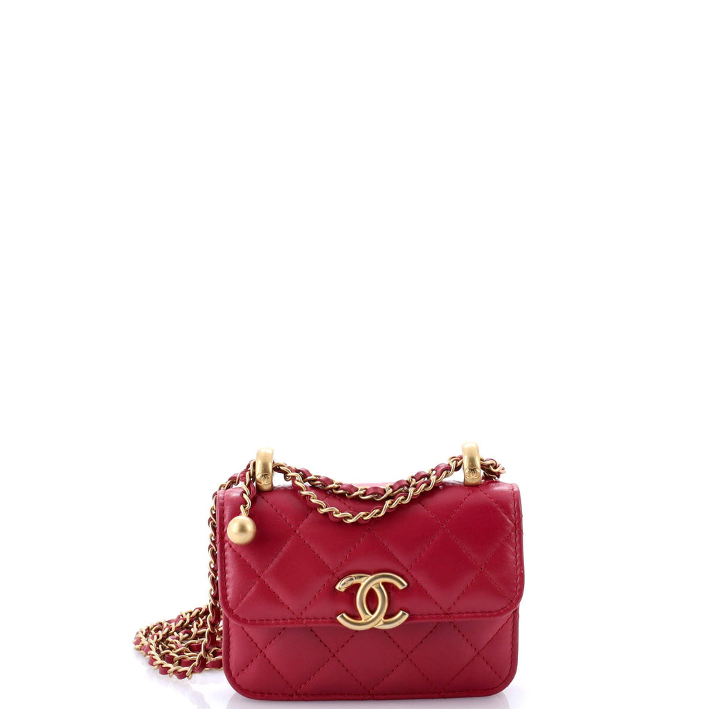 Perfect Fit Flap Coin Purse with Chain Quilted Calfskin