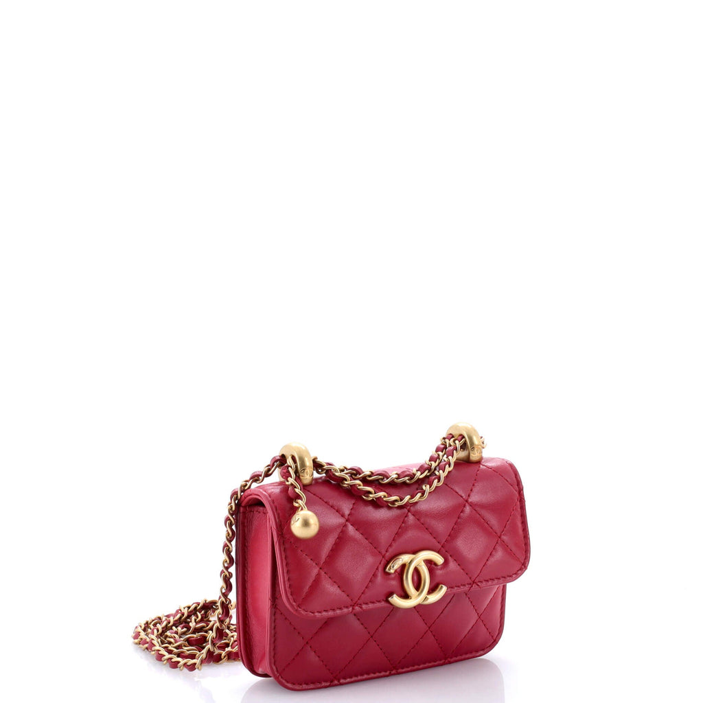 Perfect Fit Flap Coin Purse with Chain Quilted Calfskin