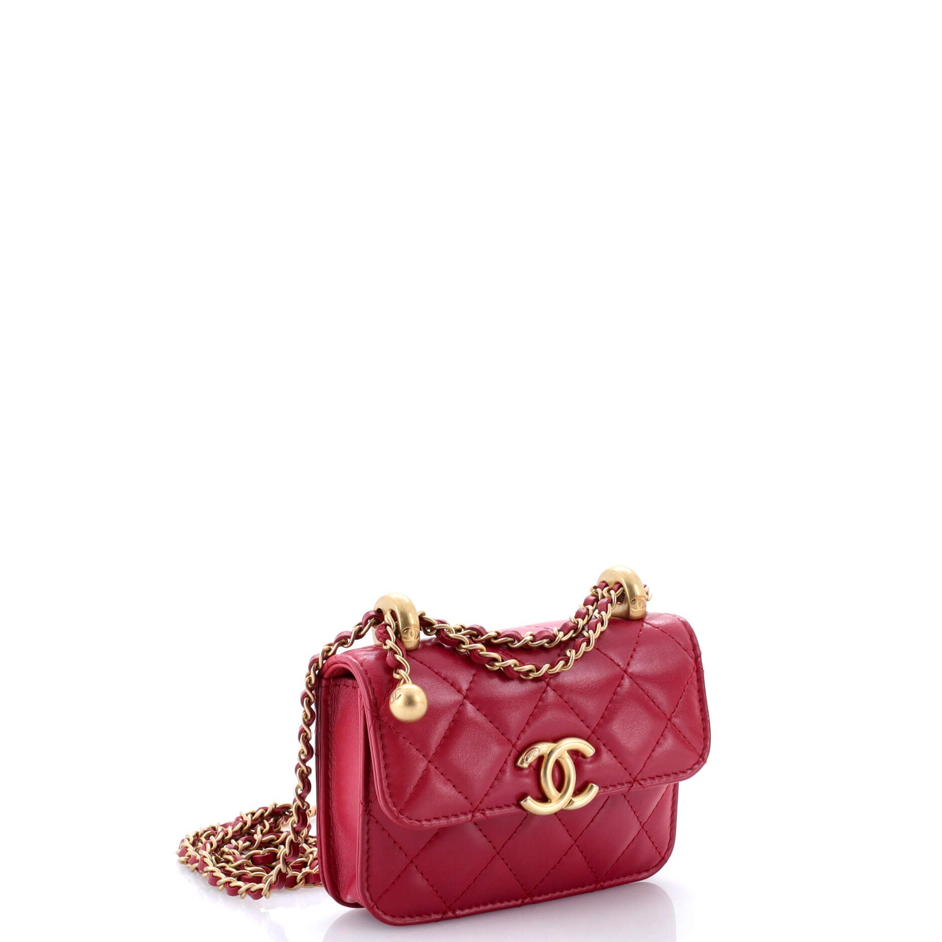 Perfect Fit Flap Coin Purse with Chain Quilted Calfskin