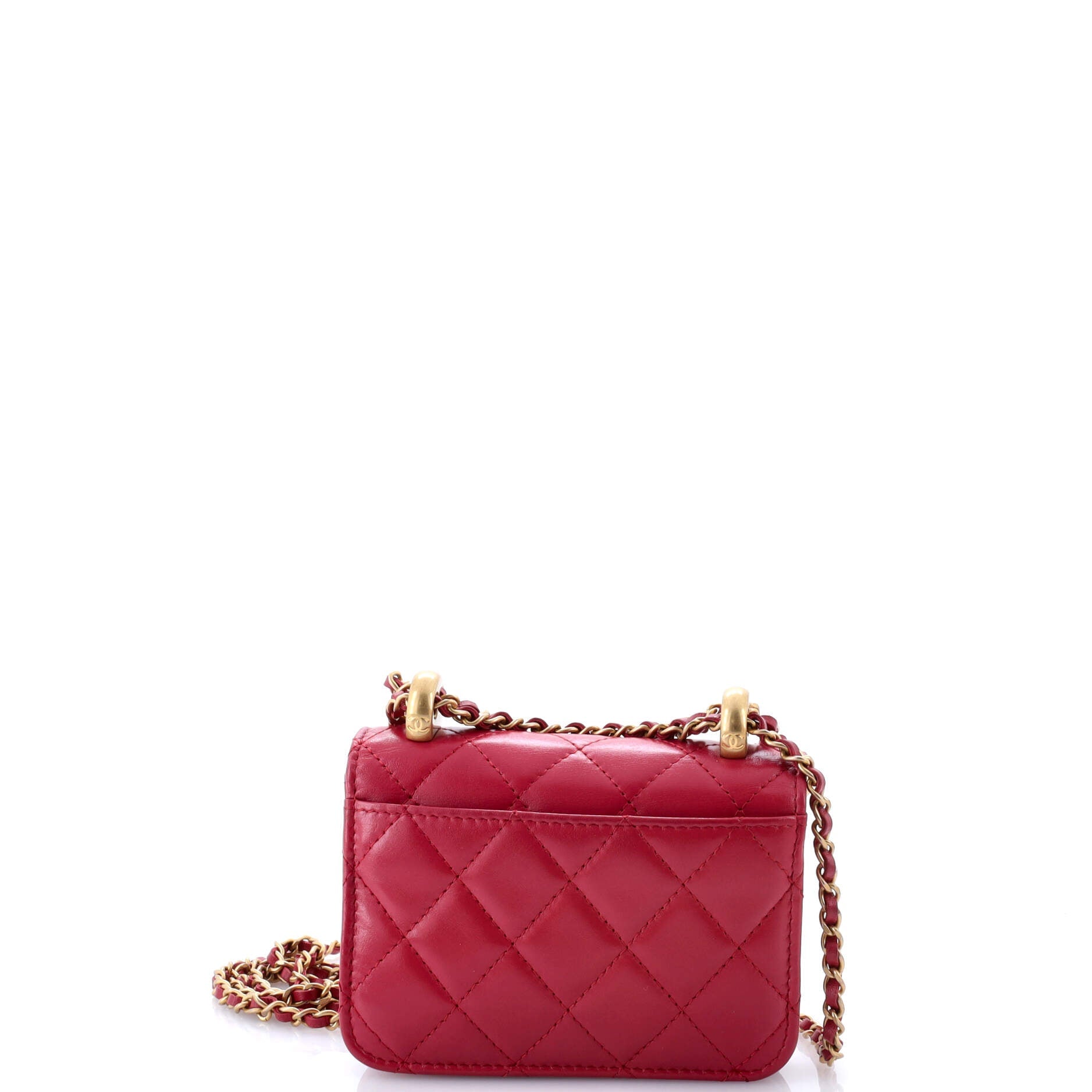 Perfect Fit Flap Coin Purse with Chain Quilted Calfskin