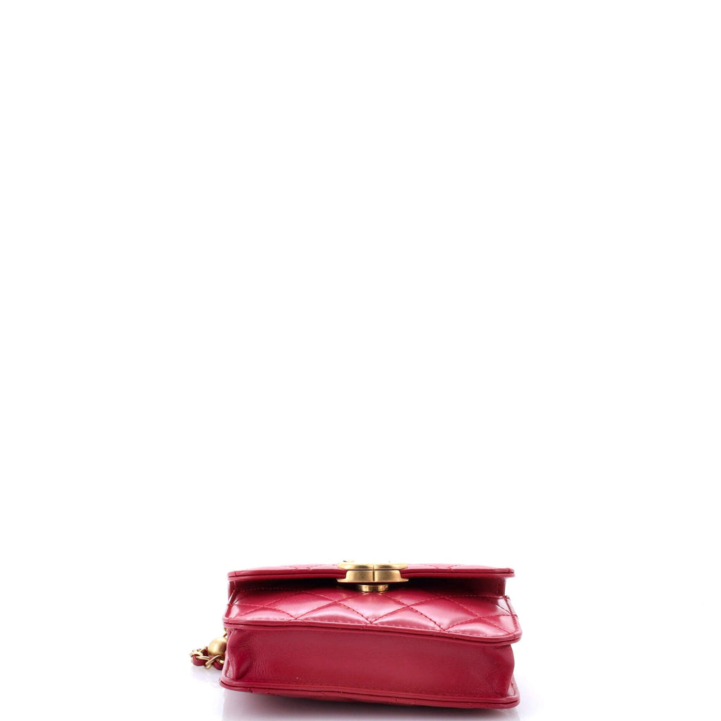 Perfect Fit Flap Coin Purse with Chain Quilted Calfskin