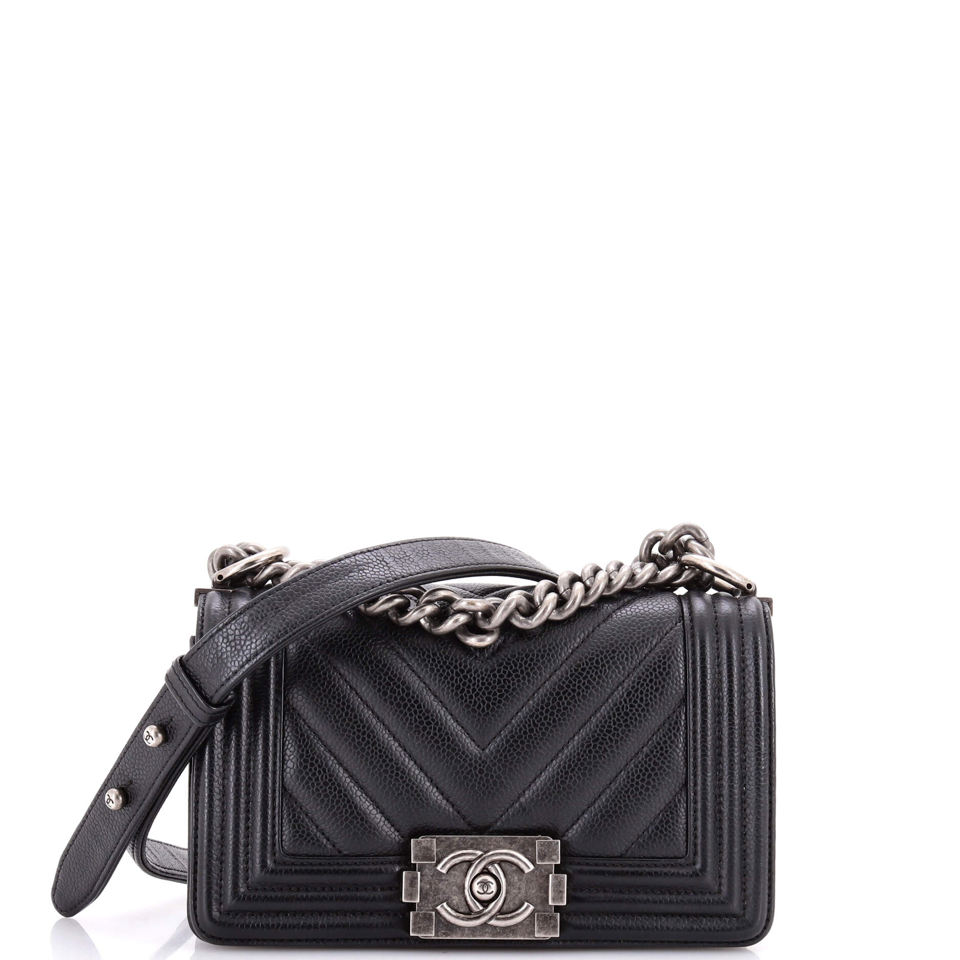 Boy Flap Bag Chevron Caviar Small