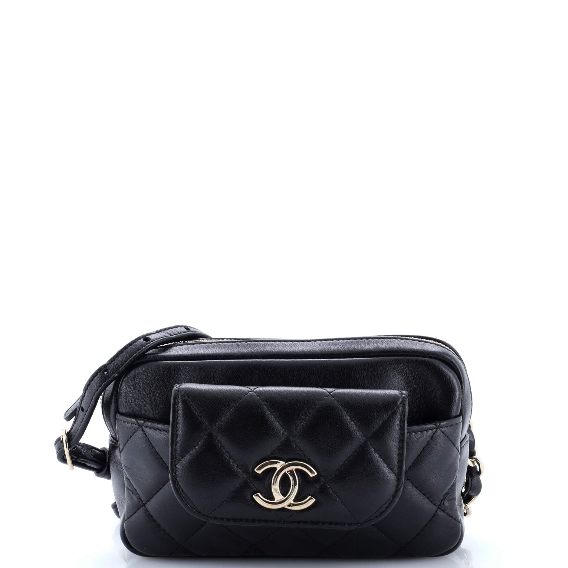 CC Front Pocket Waist Bag Quilted Lambskin