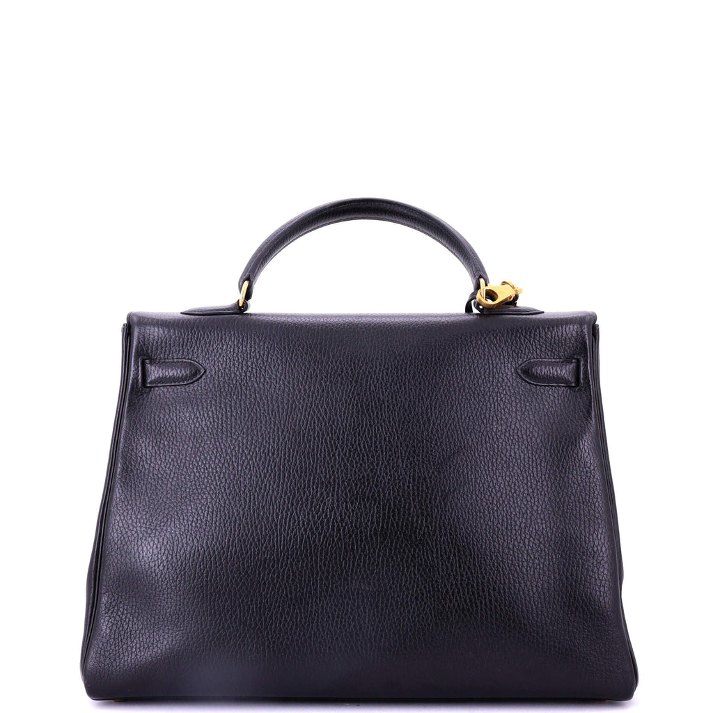 Kelly Handbag Noir Ardennes with Gold Hardware 35