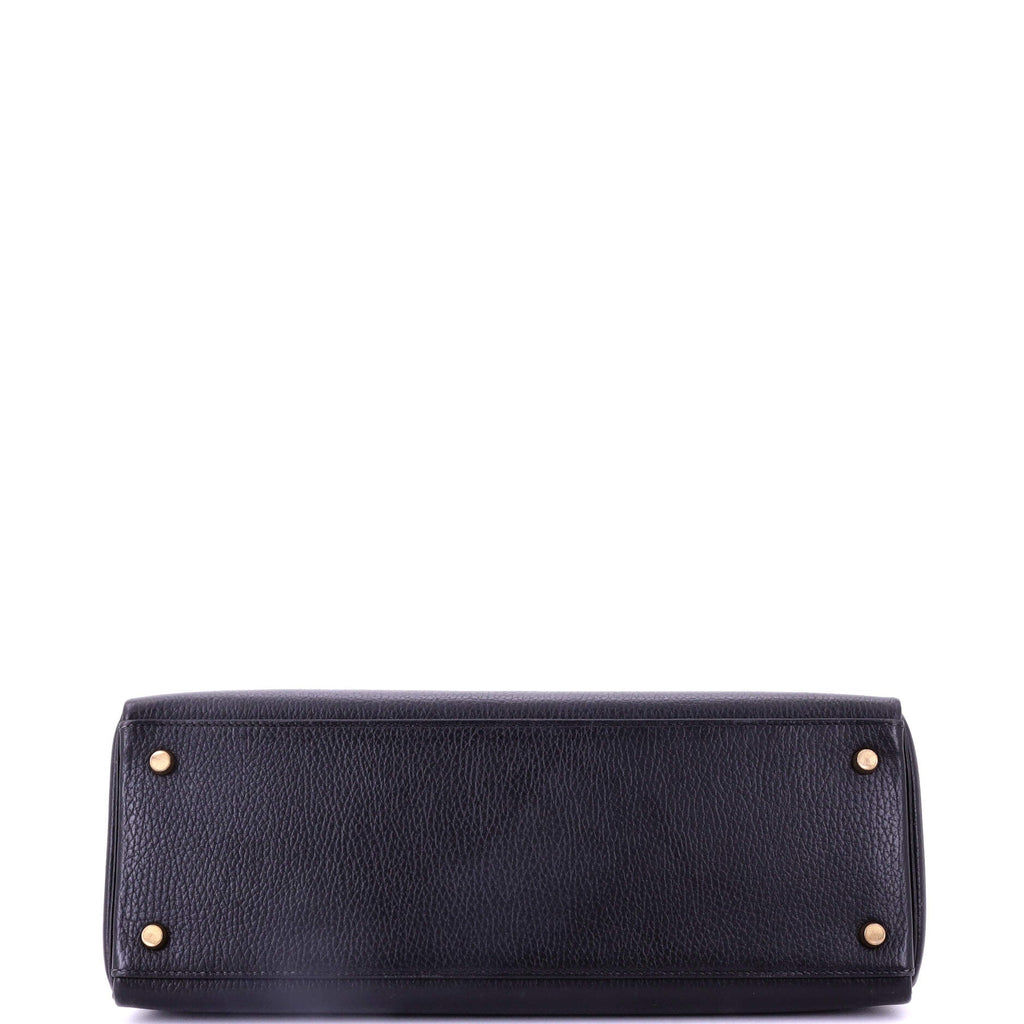 Kelly Handbag Noir Ardennes with Gold Hardware 35