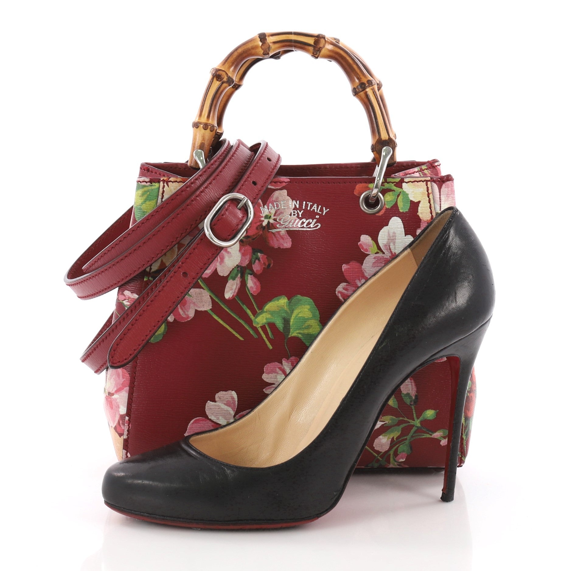 Bamboo Shopper Tote Blooms Print Leather Mini