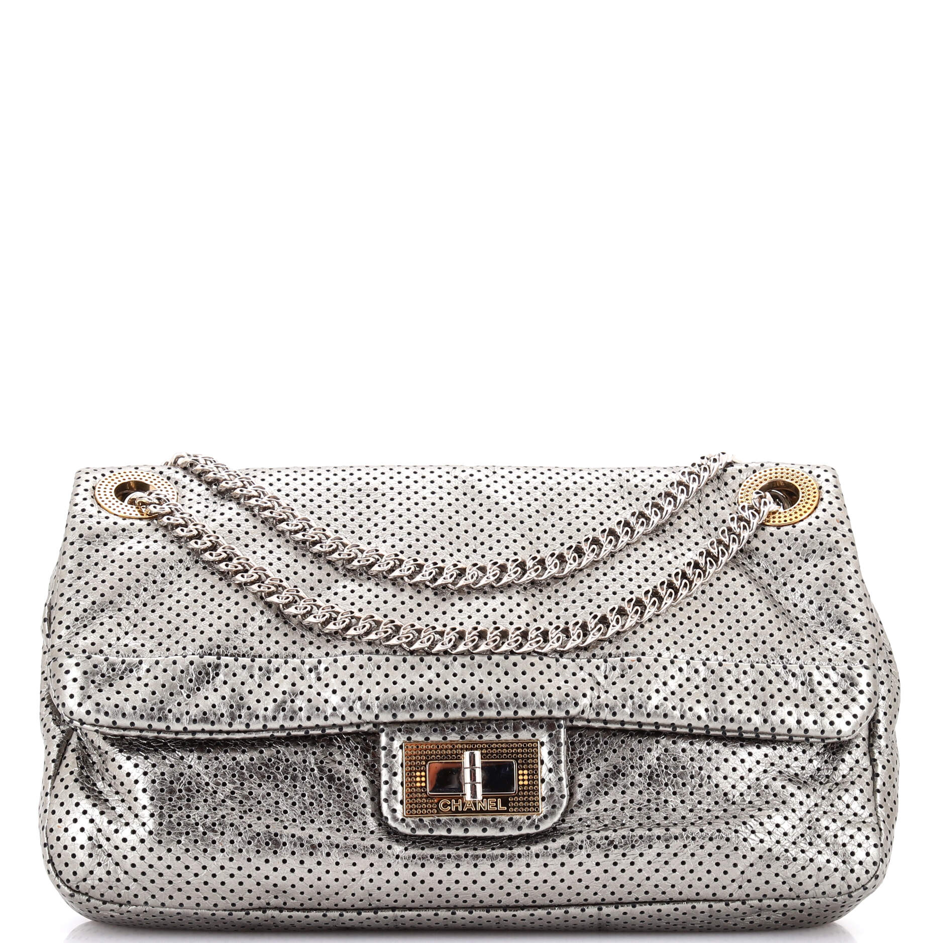 Drill Flap Bag Perforated Leather Medium