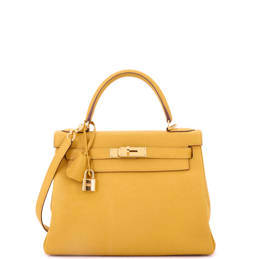 Kelly Handbag Jaune Ambre Togo with Gold Hardware 28
