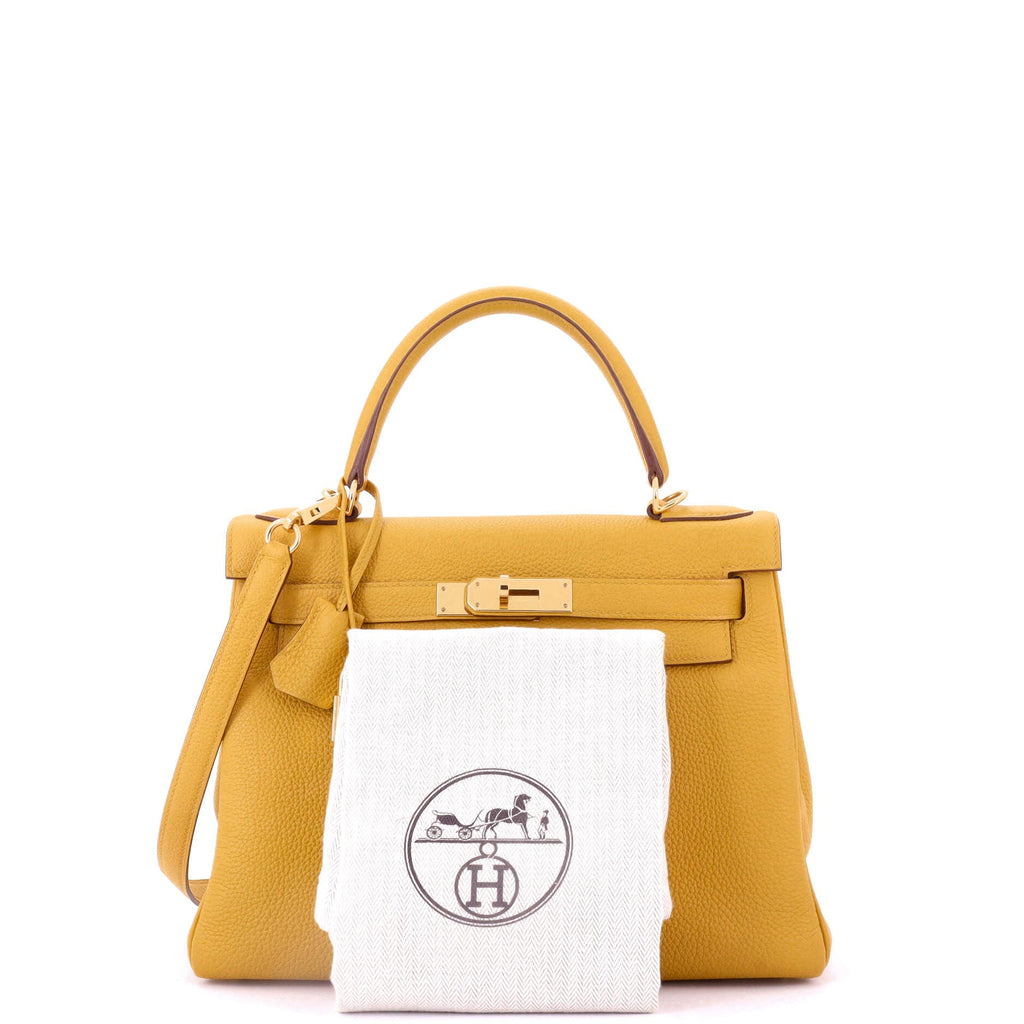 Kelly Handbag Jaune Ambre Togo with Gold Hardware 28