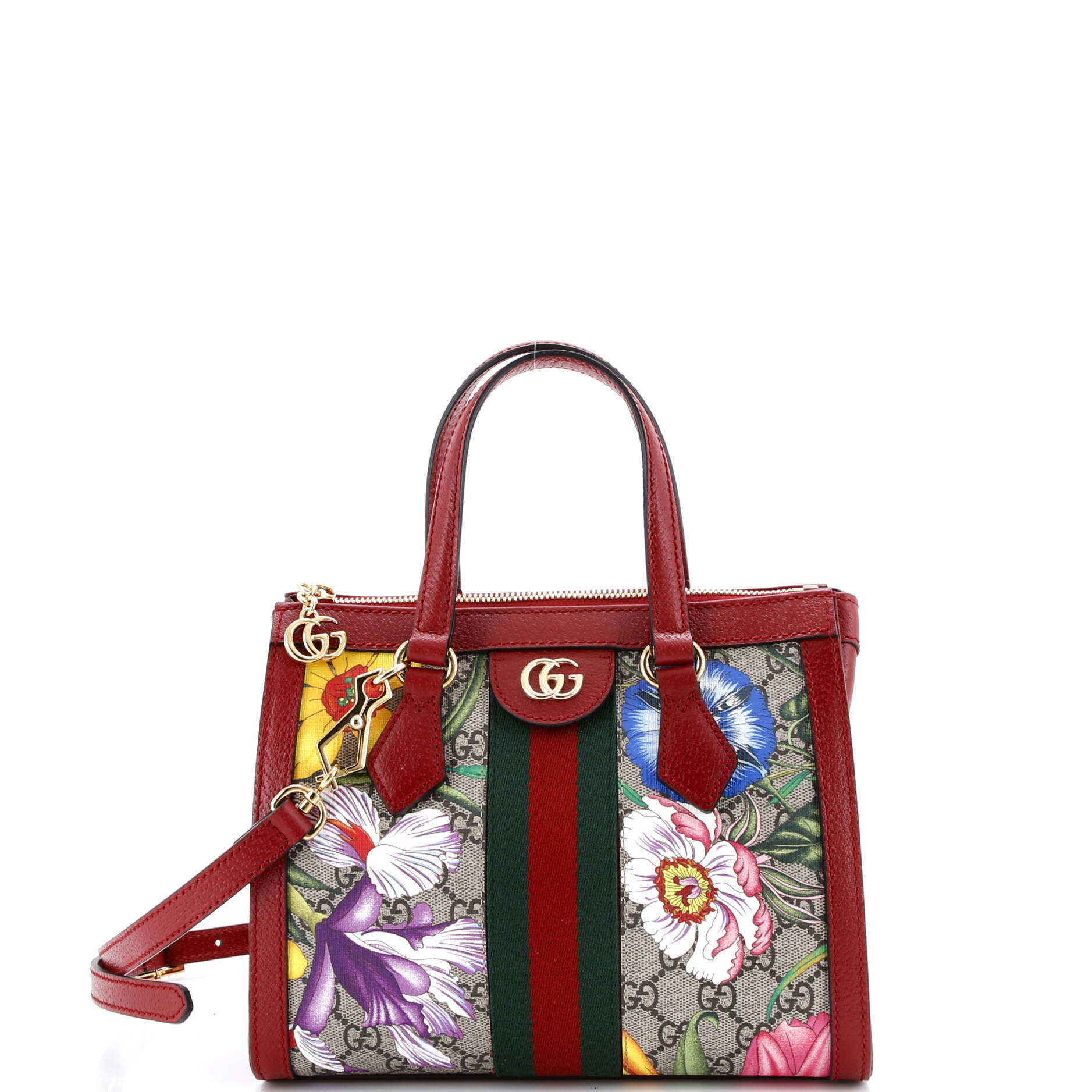 Ophidia Top Handle Tote Flora GG Coated Canvas Small