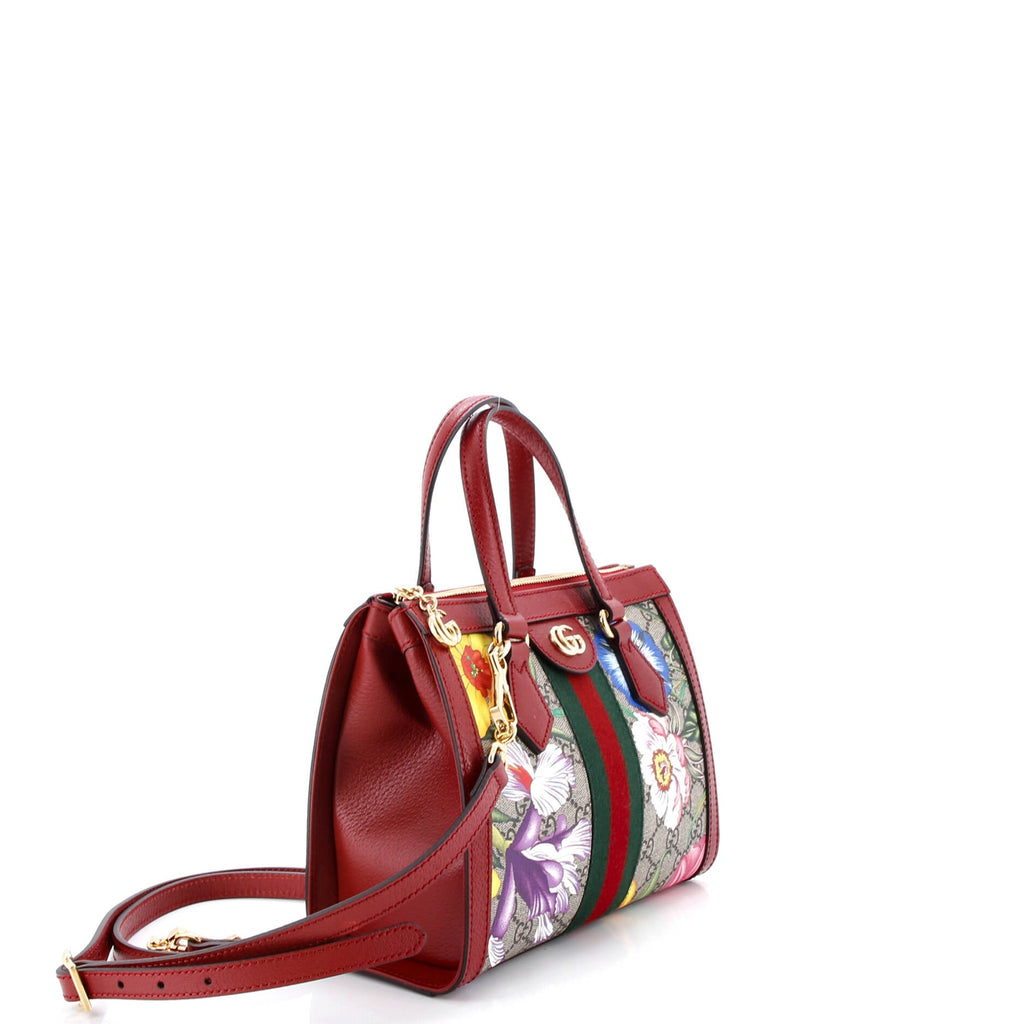 Ophidia Top Handle Tote Flora GG Coated Canvas Small