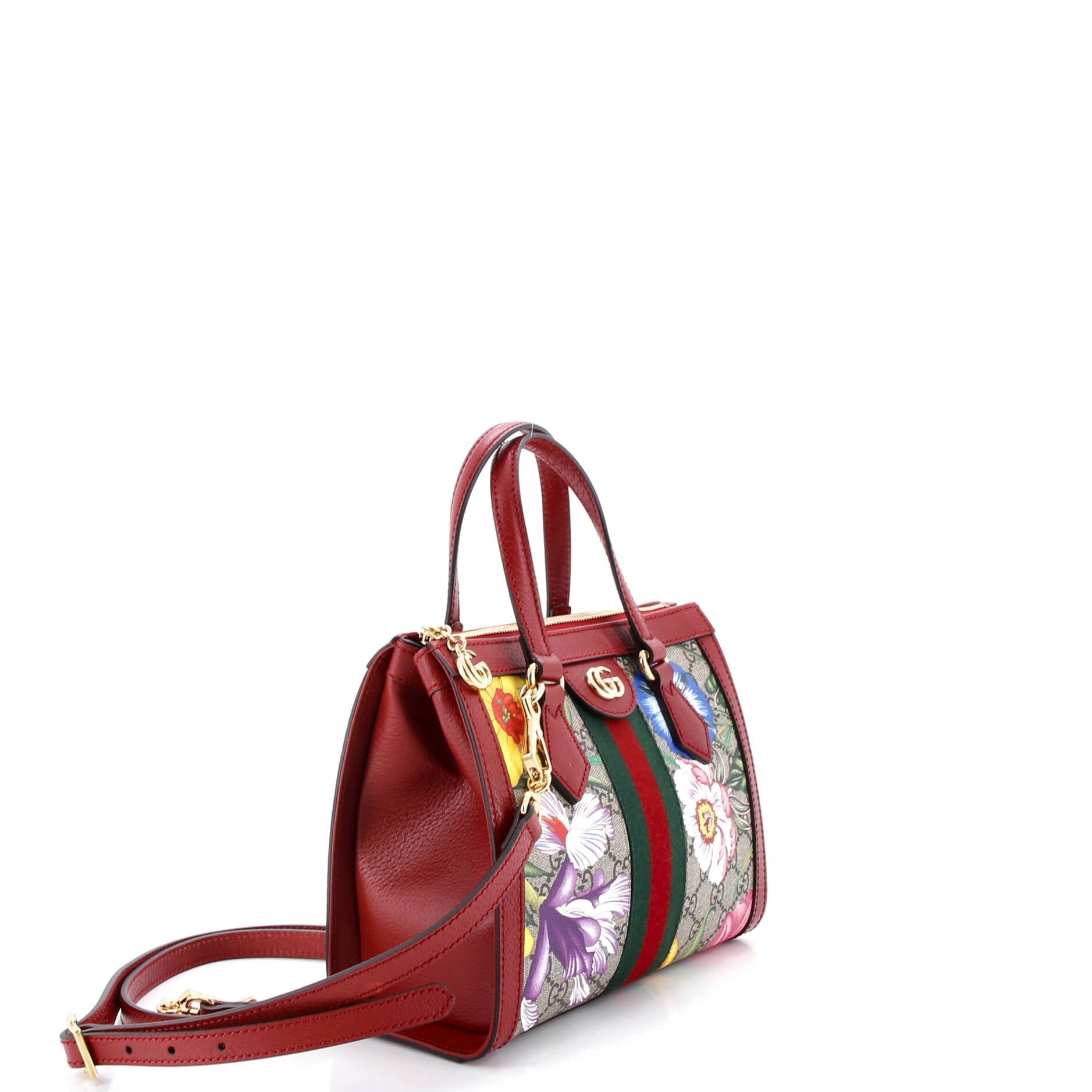 Ophidia Top Handle Tote Flora GG Coated Canvas Small