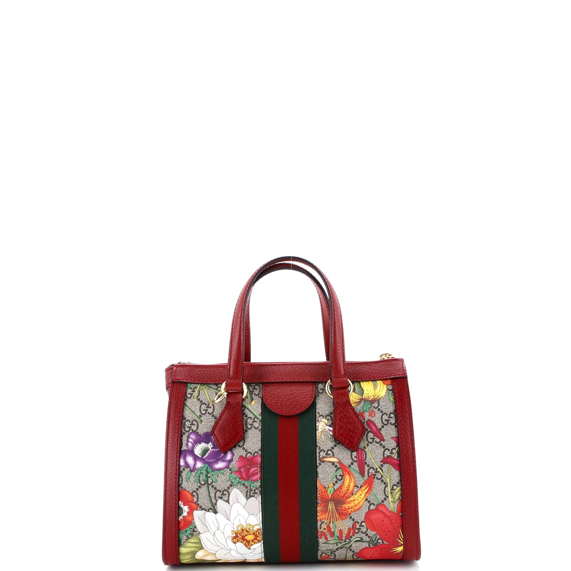 Ophidia Top Handle Tote Flora GG Coated Canvas Small