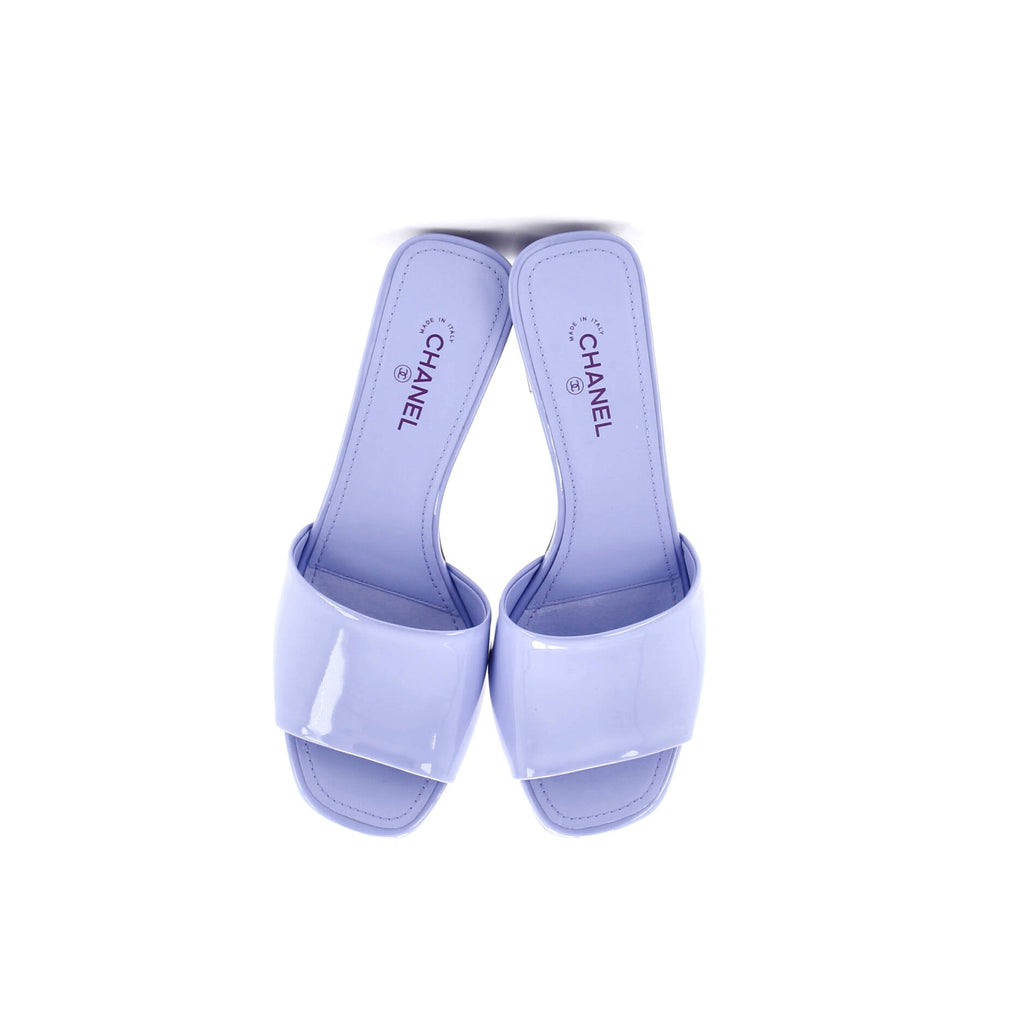 Women's CC Block Heeled Mule Sandals Patent
