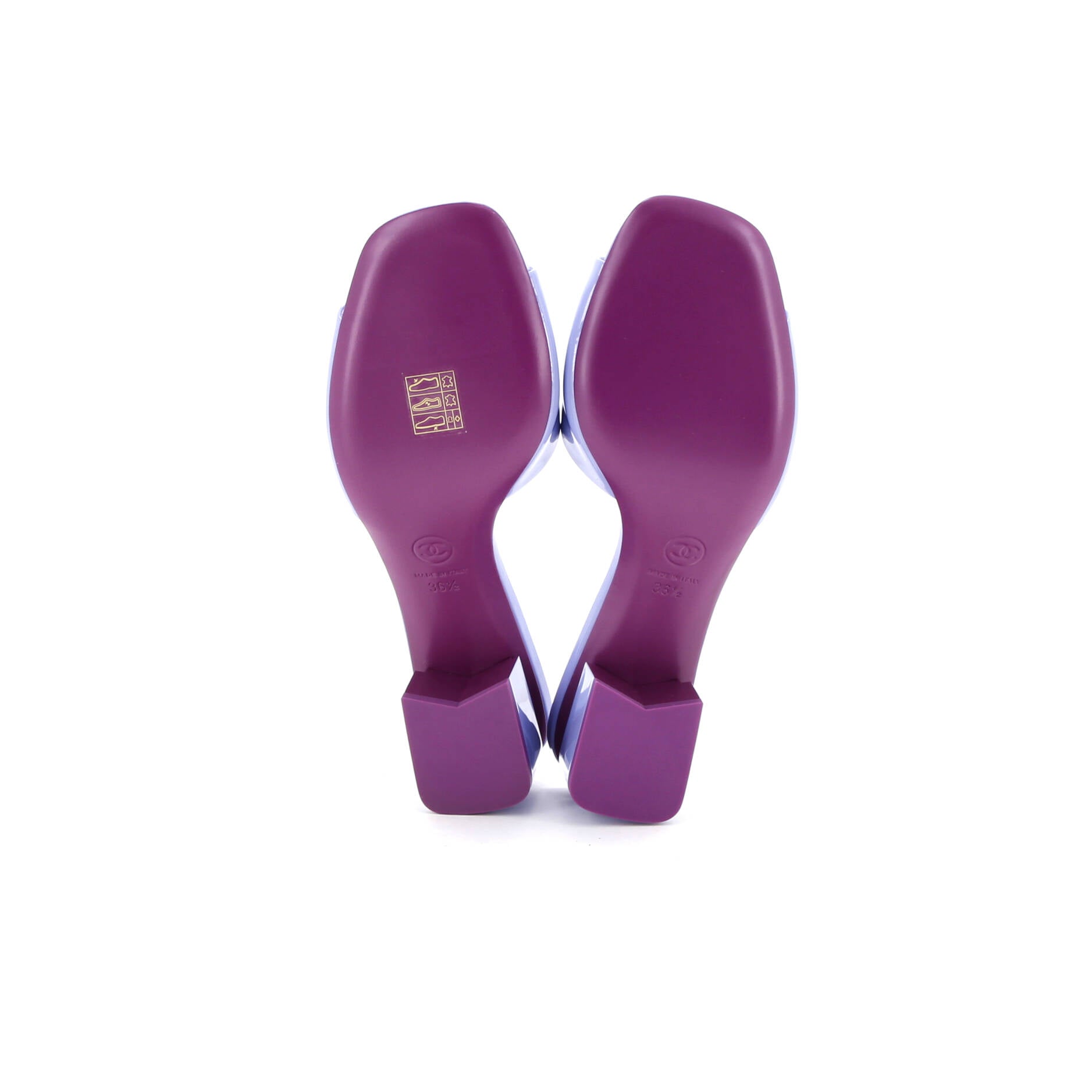 Women's CC Block Heeled Mule Sandals Patent