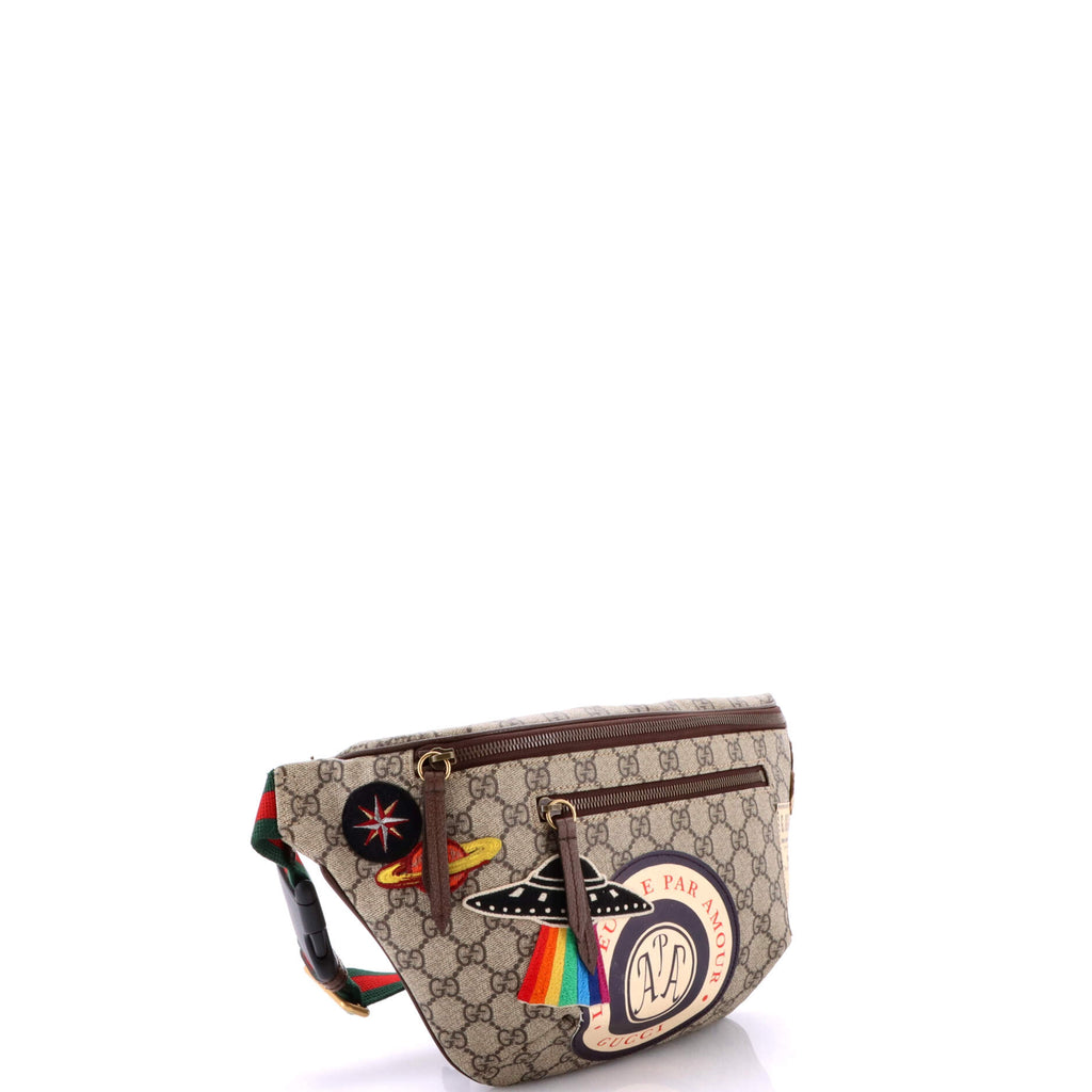 Courrier Zip Belt Bag GG Coated Canvas with Applique
