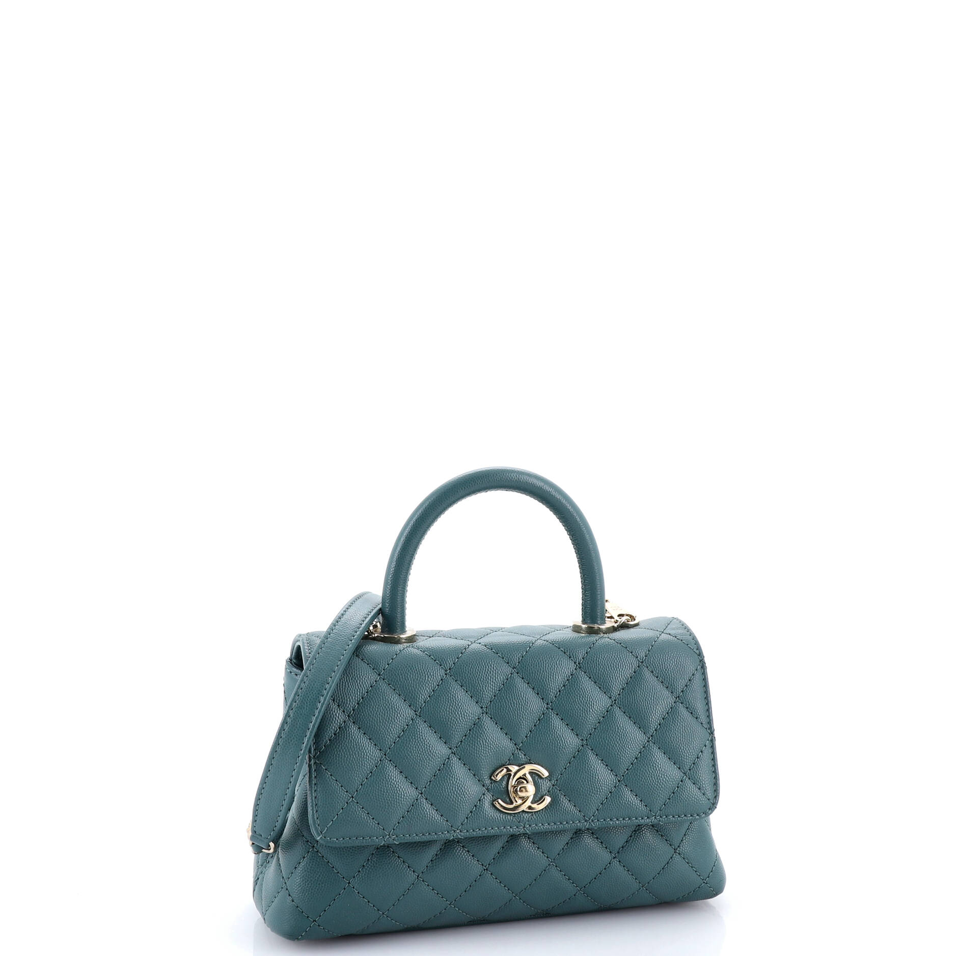 Coco Top Handle Bag Quilted Caviar Mini