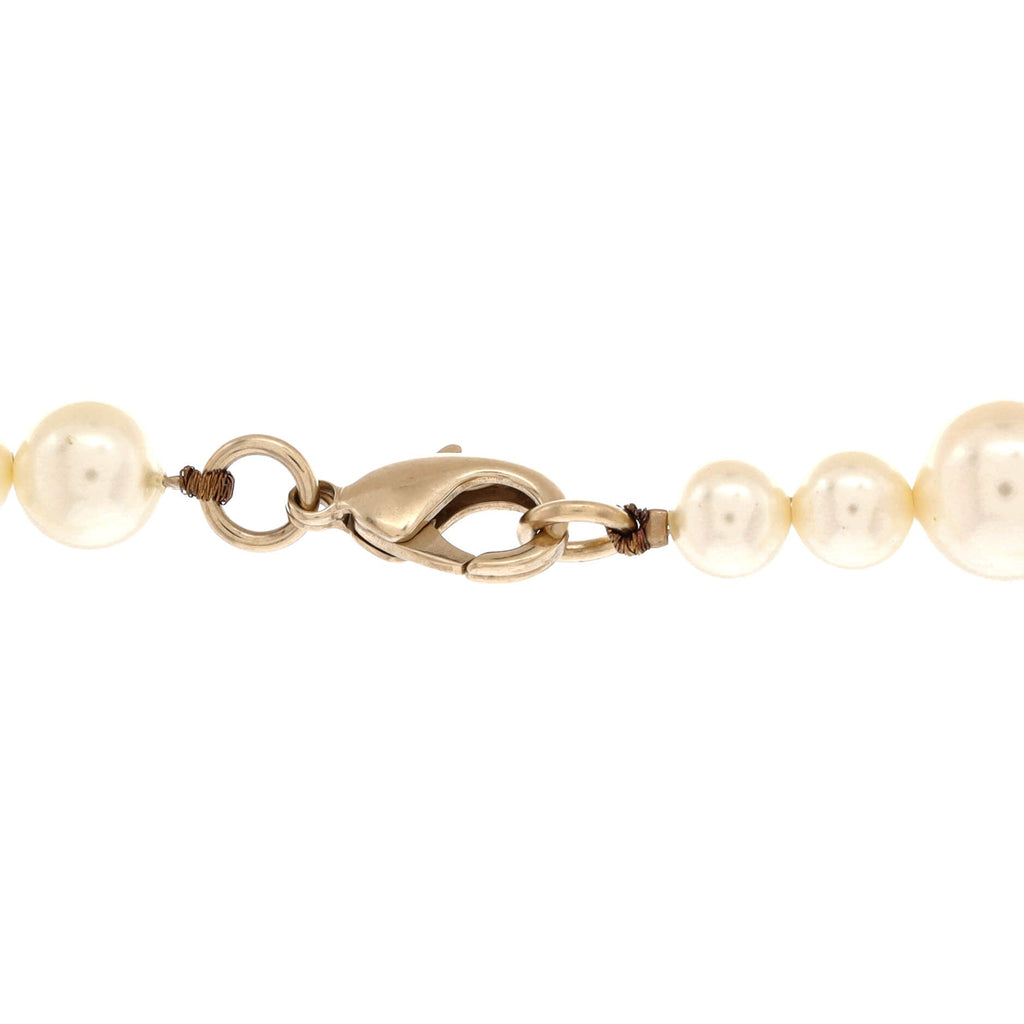 CC Station Short Necklace Faux Pearls and Metal with Crystals