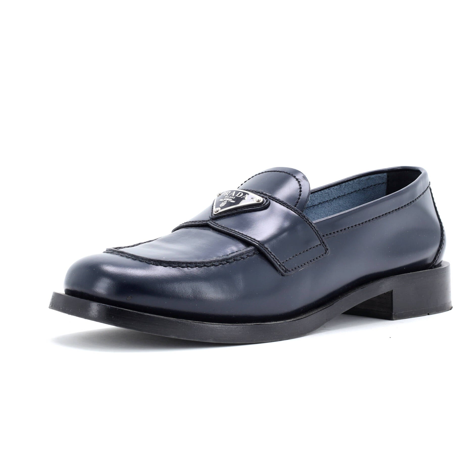 Women's Triangle Logo Loafers Spazzolato Leather