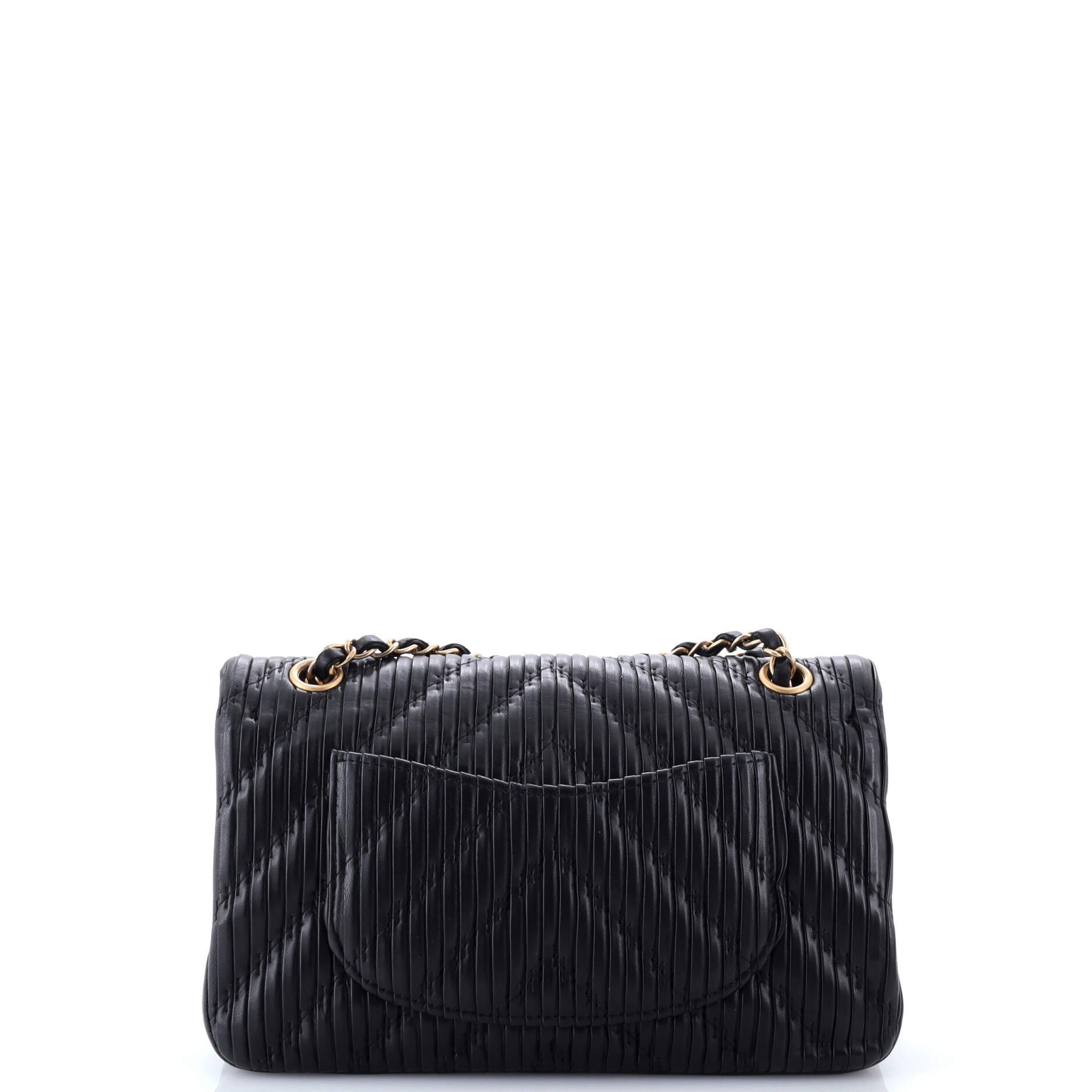 Coco Pleats Classic Double Flap Bag Pleated Crumpled Calfskin Medium