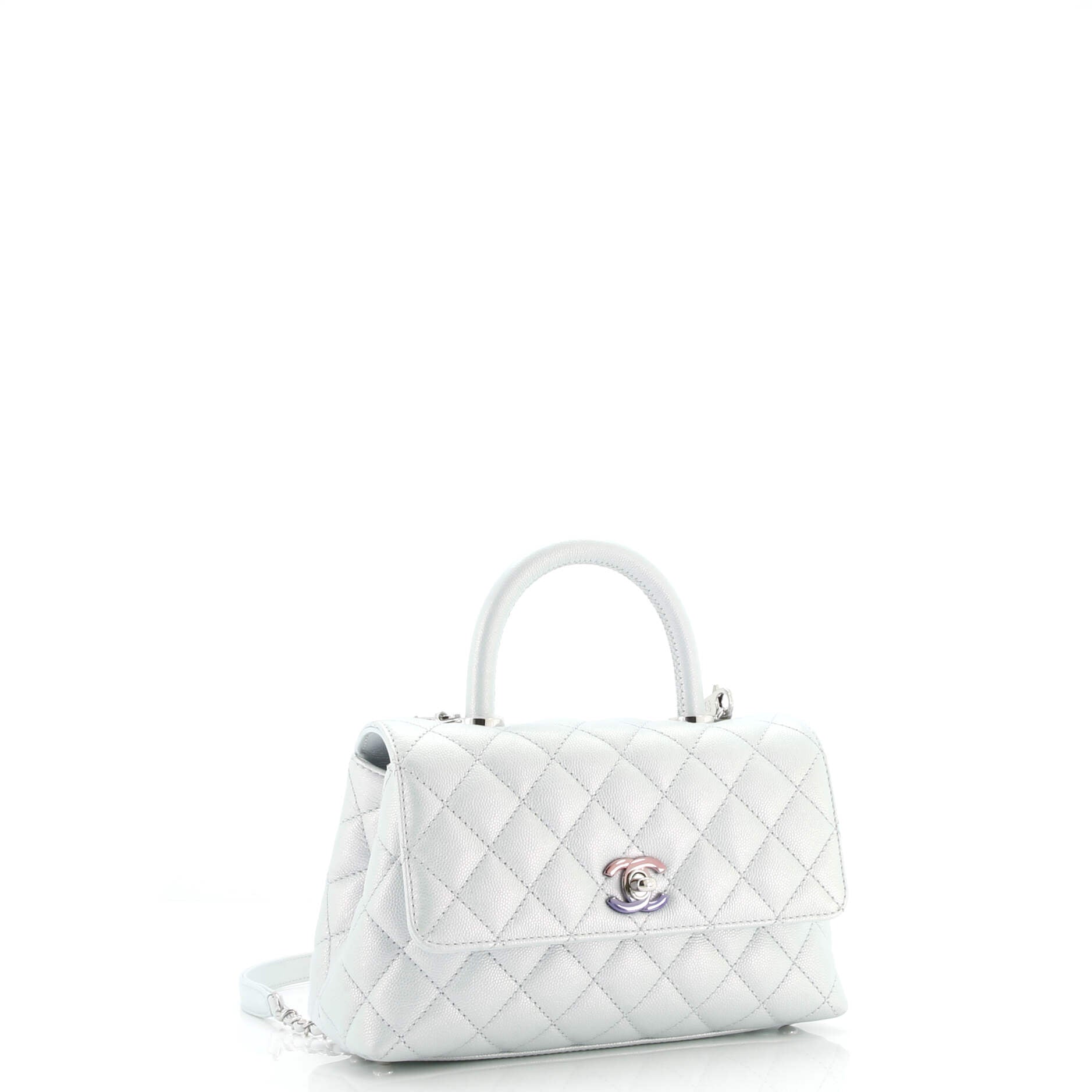 Coco Top Handle Bag Quilted Iridescent Caviar Mini