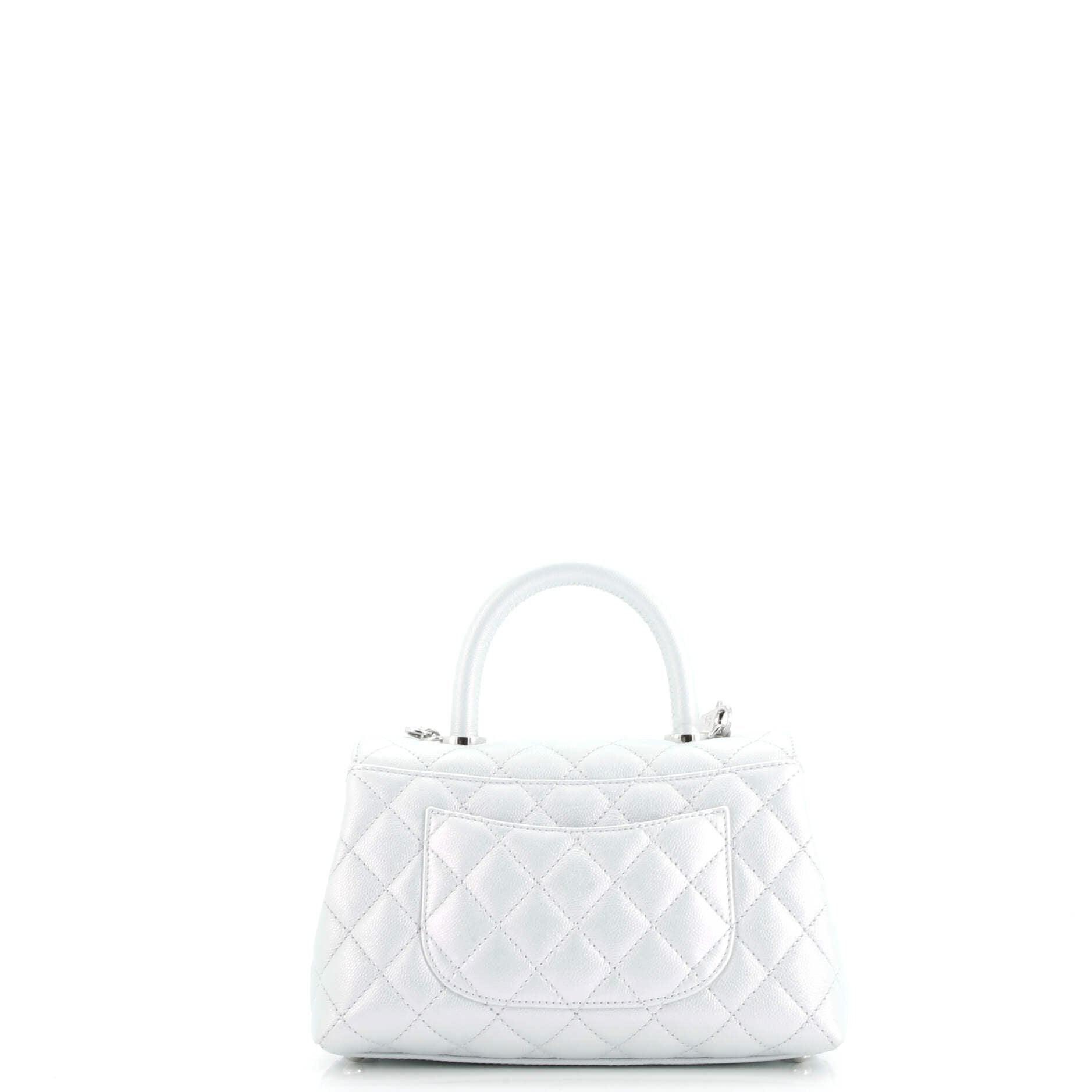 Coco Top Handle Bag Quilted Iridescent Caviar Mini