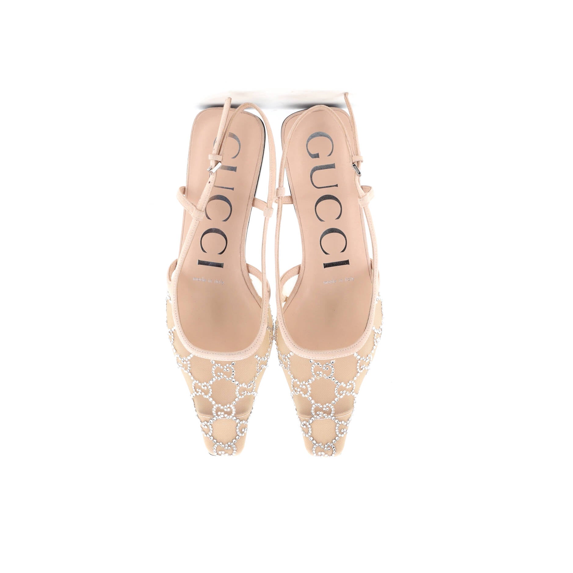 Women's Slingback Flats Crystal GG Embellished Mesh