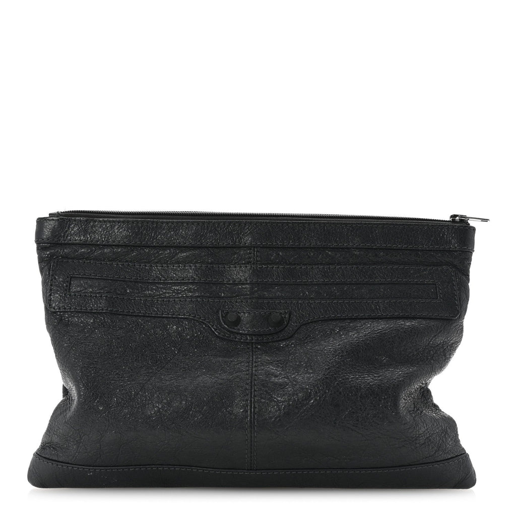 Agneau Arena Classic Hardware Clutch Anthracite