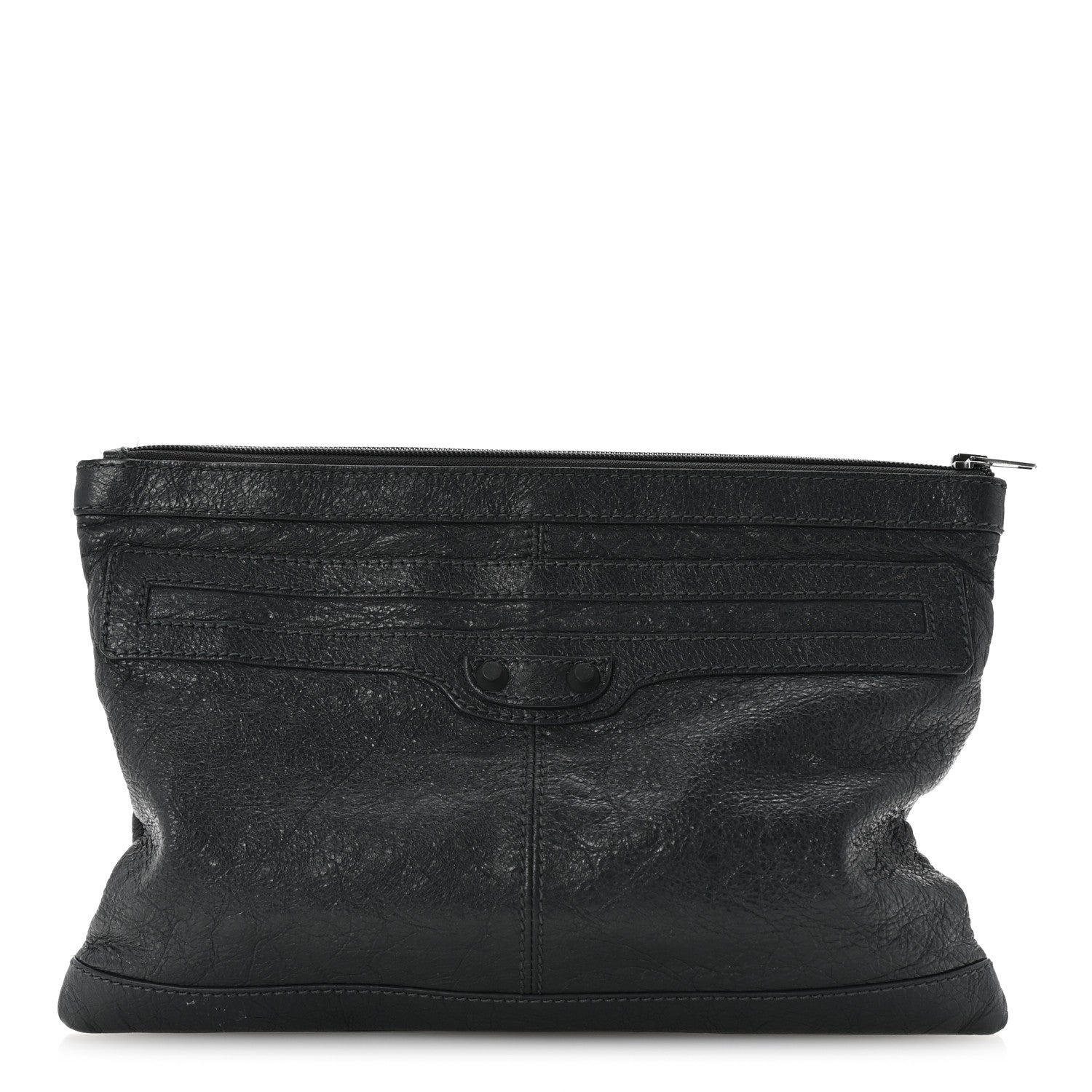 Agneau Arena Classic Hardware Clutch Anthracite