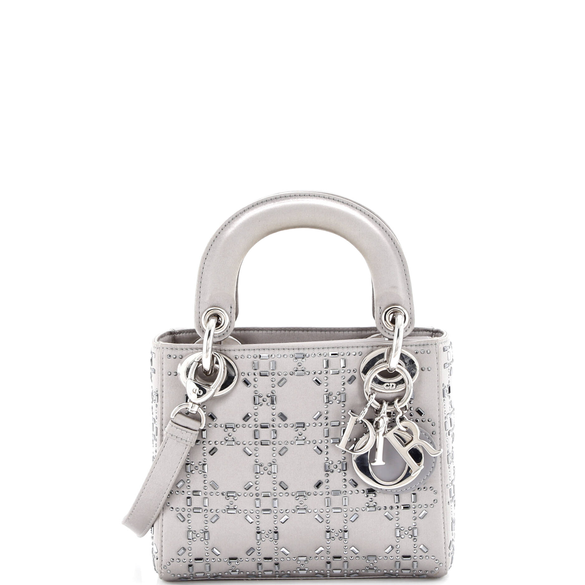 Lady Dior Bag Crystal Embellished Cannage Quilt Satin Mini