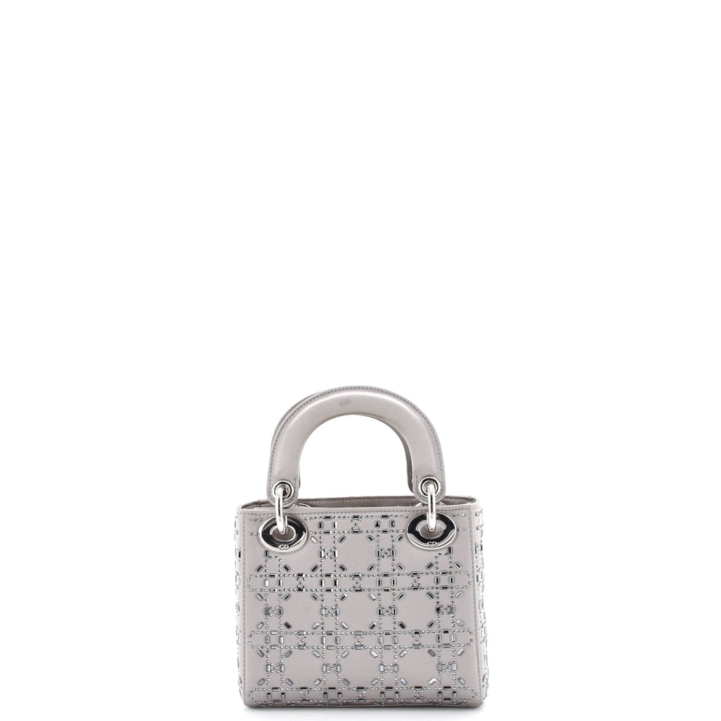 Lady Dior Bag Crystal Embellished Cannage Quilt Satin Mini