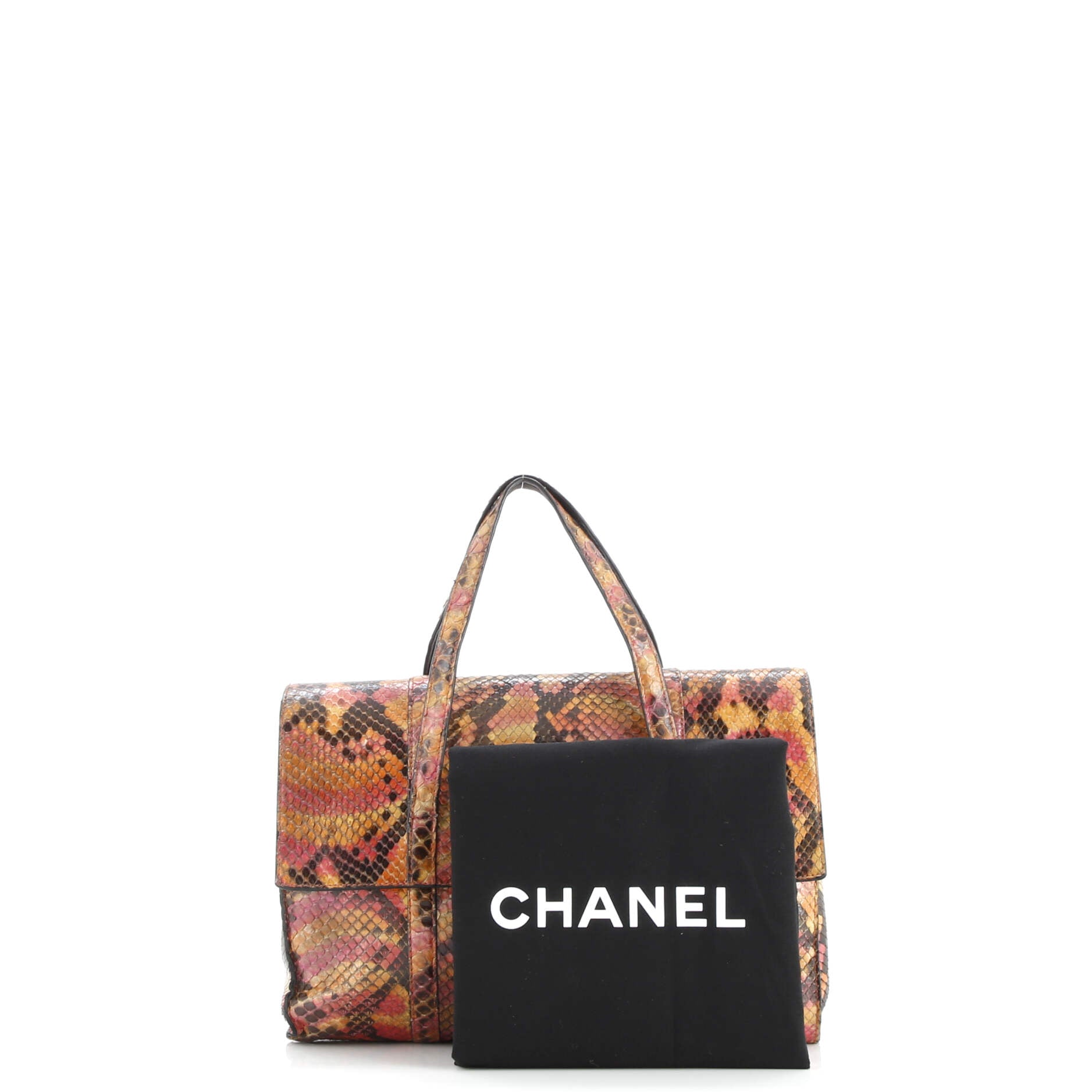 Vintage CC Flap Handle Tote Python Mini