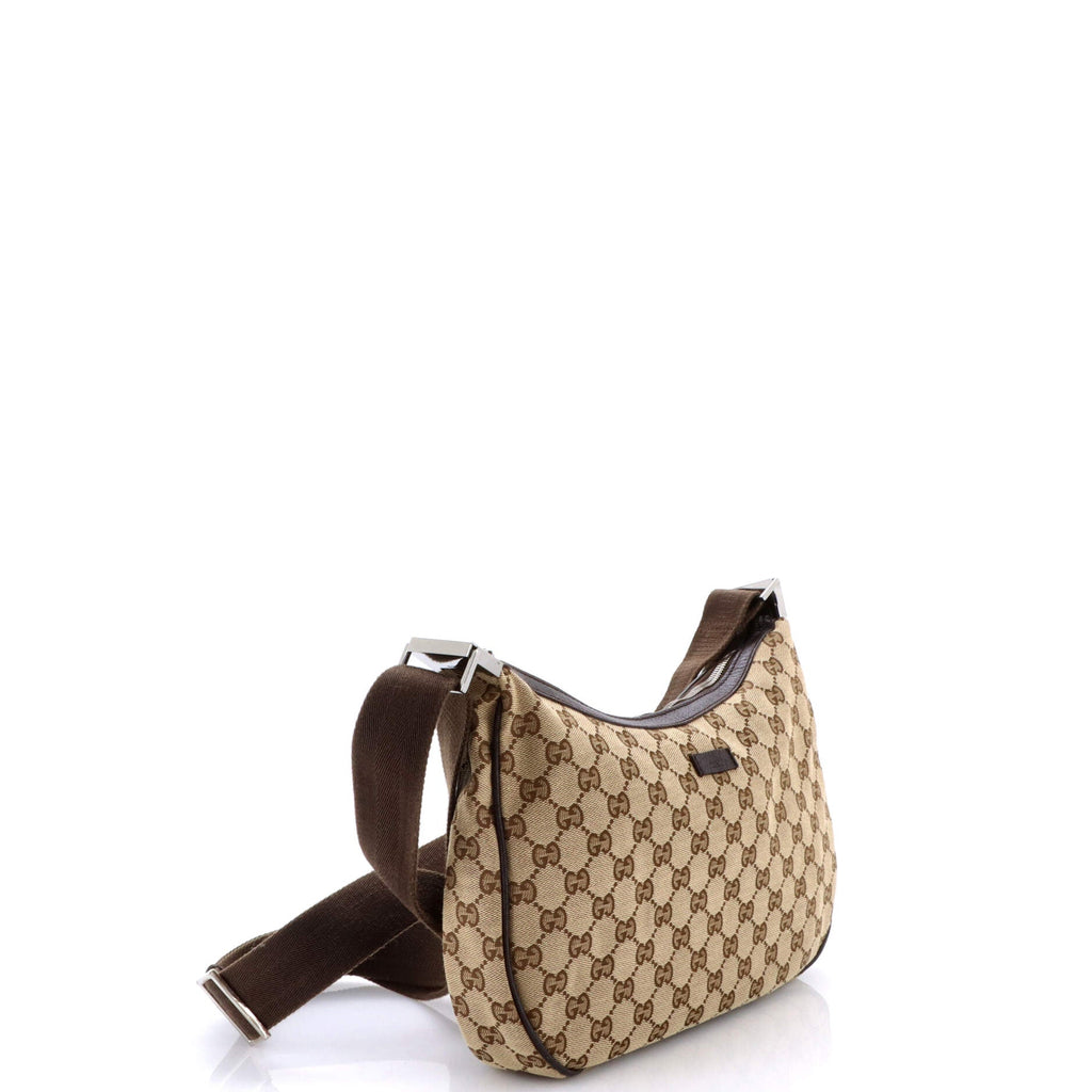 Saddle Zip Messenger Bag GG Canvas with Leather Medium