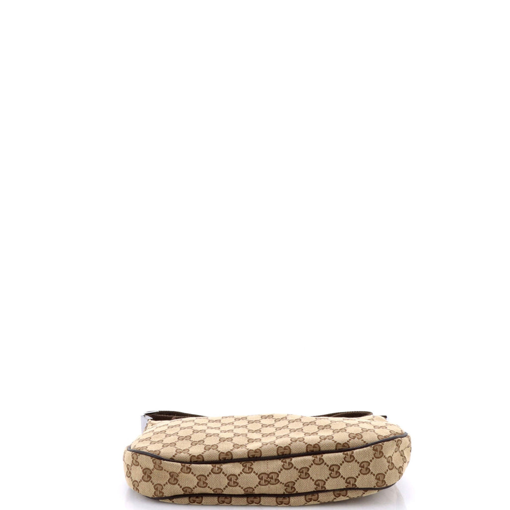 Saddle Zip Messenger Bag GG Canvas with Leather Medium