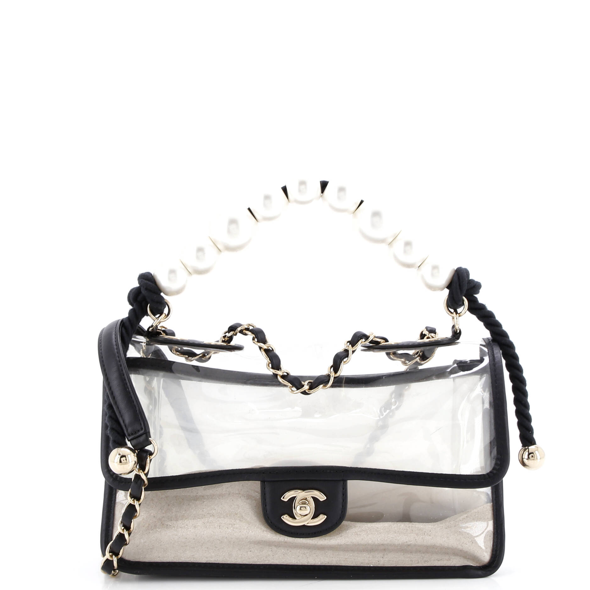 Sand By The Sea Pearl Flap Bag PVC with Lambskin Medium