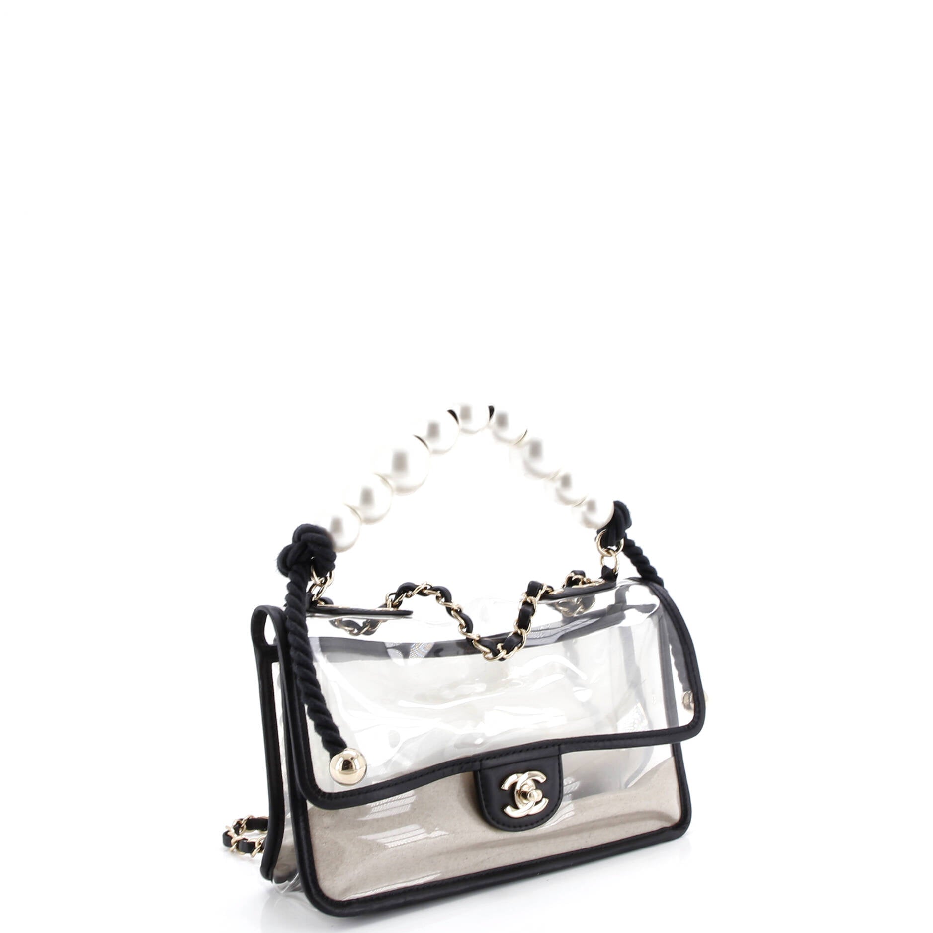 Sand By The Sea Pearl Flap Bag PVC with Lambskin Medium