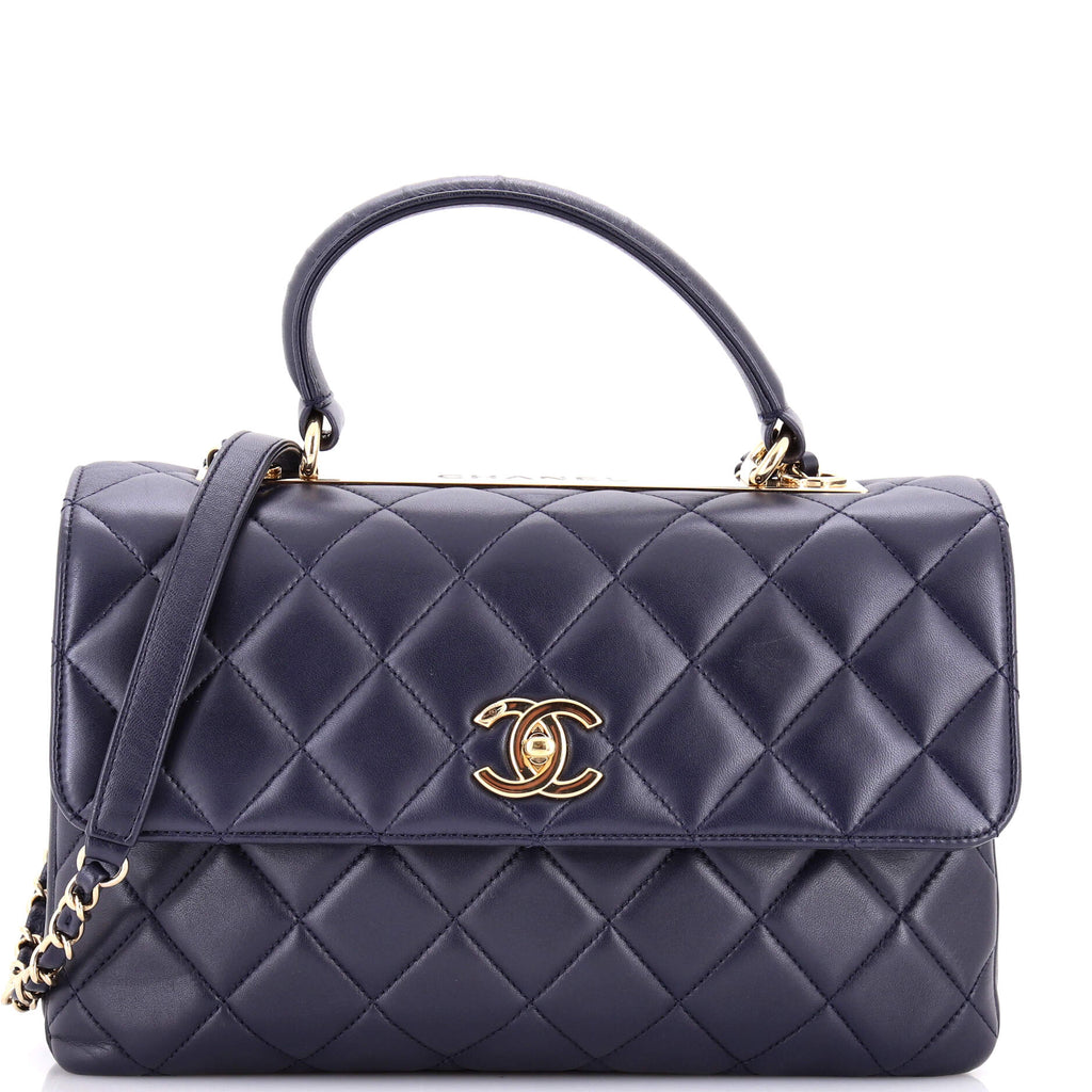Trendy CC Top Handle Bag Quilted Lambskin Medium