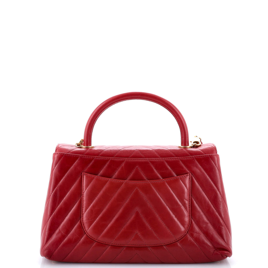 Coco Top Handle Bag Chevron Calfskin Small