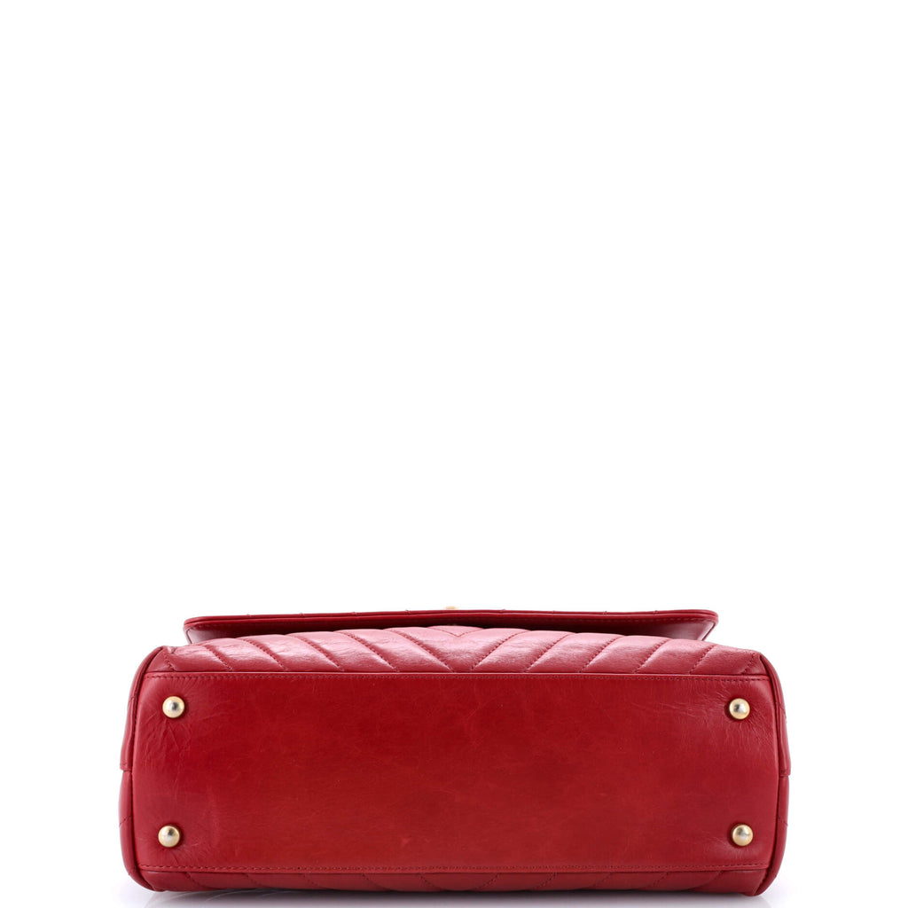 Coco Top Handle Bag Chevron Calfskin Small