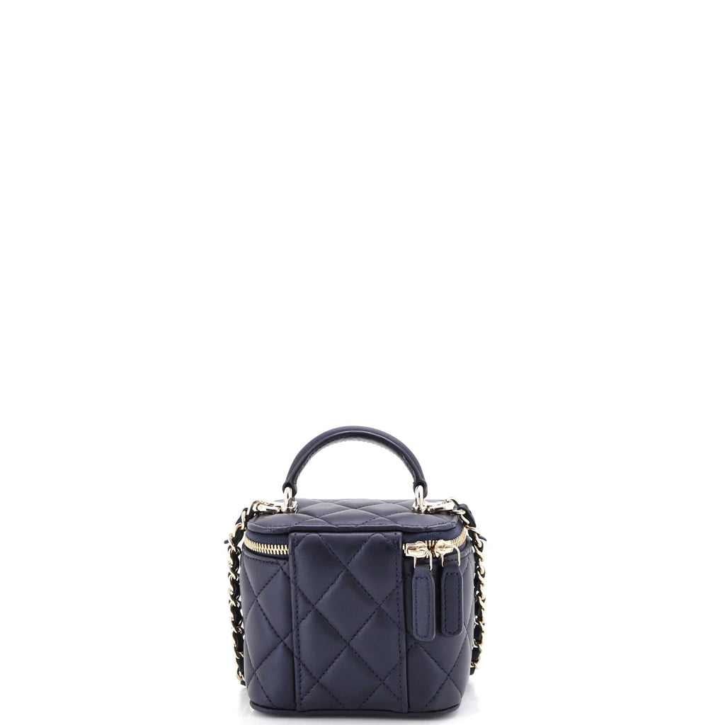 Classic Top Handle Vanity Case with Chain Quilted Lambskin Mini